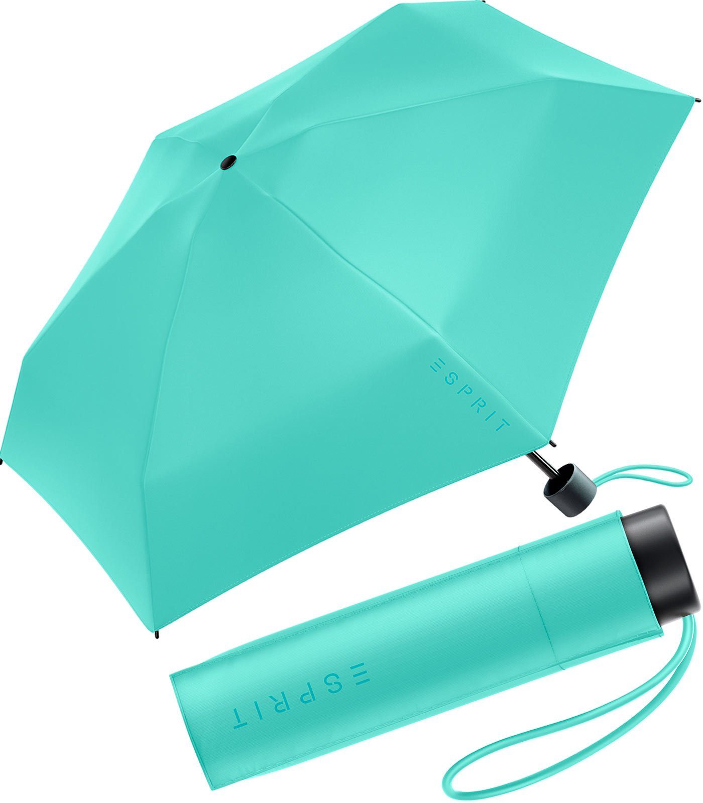 Esprit Taschenregenschirm Damen Super Mini Regenschirm Petito FJ 2023, winzig klein, in den neuen Trendfarben mint
