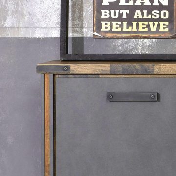 Lomadox Sideboard PROVO-19, Industrial Design in Old Wood Nb. mit Matera anthrazit : 119/110/42 cm