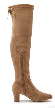 LASCANA Overkneestiefel Langschaft Stiefel, Schlupf-Boot, weiches Stretchmaterial, Blockabsatz