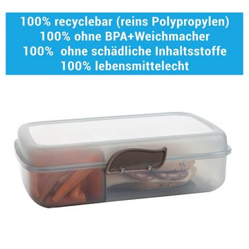 Centi Lunchbox Brotdosen / Lunchboxen, mit Fächern und Klickverschluss, Kunststoff, (4-tlg., 2 Stück+2 Schraubdeckeldosen), Brotdose mit Fächern und Clickverschluss