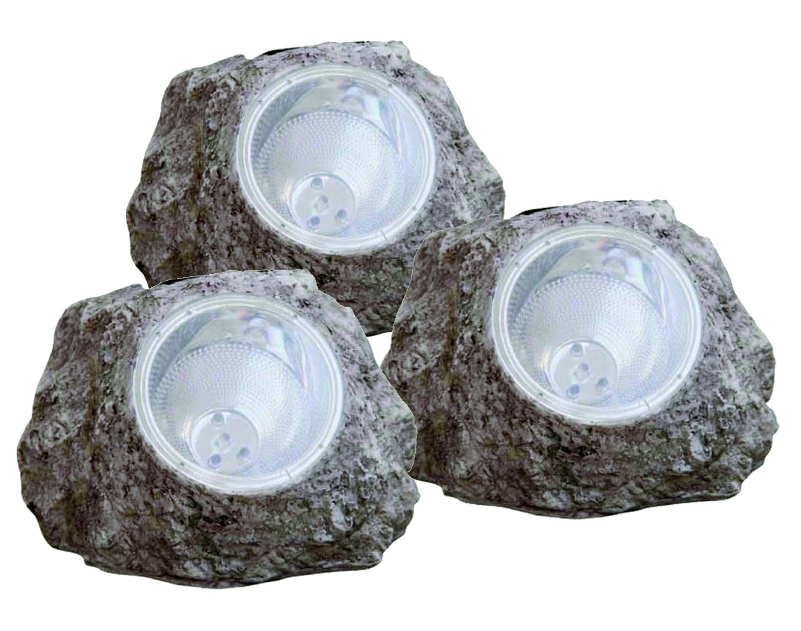 bmf-versand LED Solarleuchte Solarleuchte Garten Stein Optik 6er Set Dekolampe Solarlampe Außen, Außenlampe, LED fest integriert, Warmweiß, Solarsteine