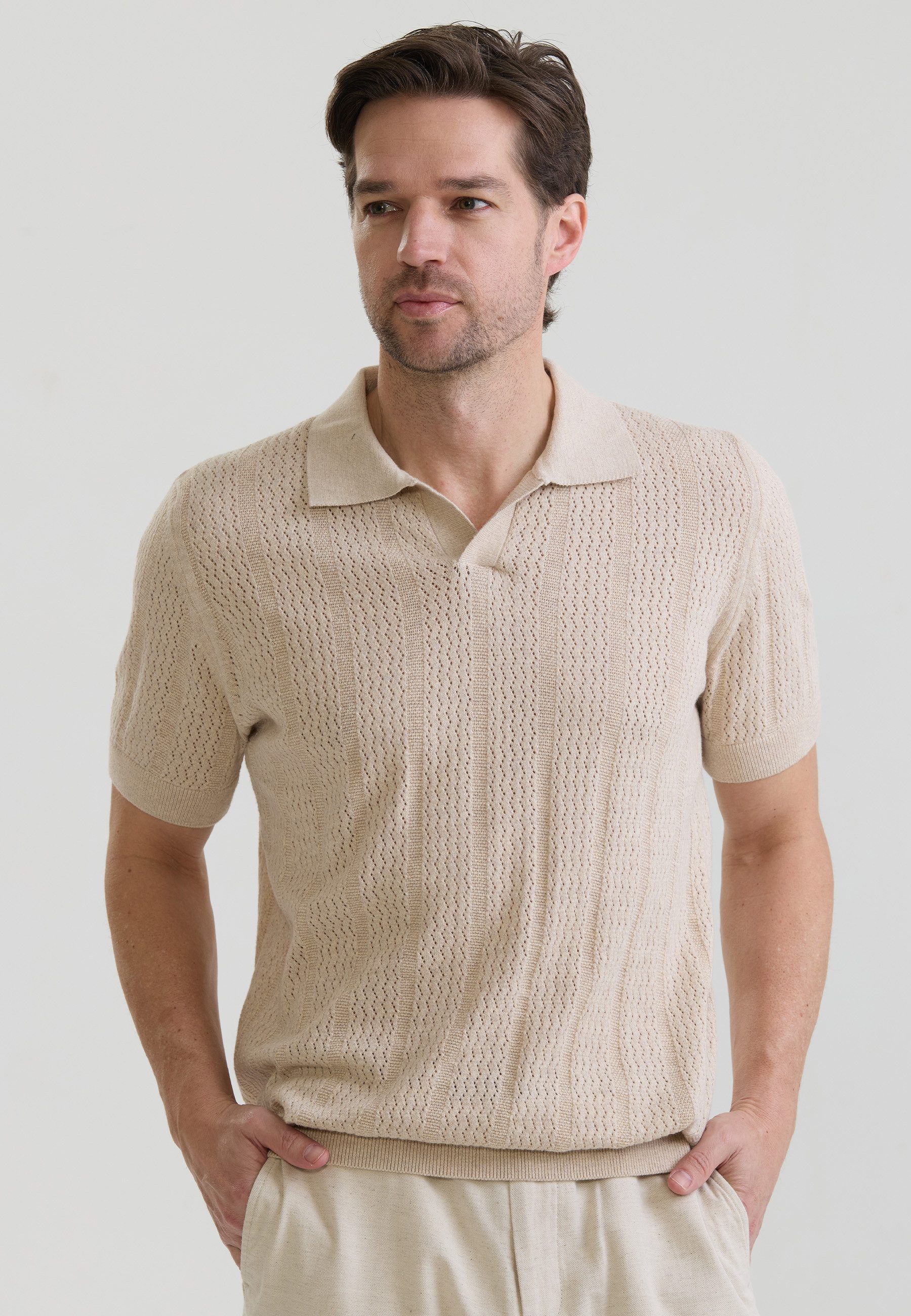 Poloshirt Strick-Polo Shirt Kurzarm