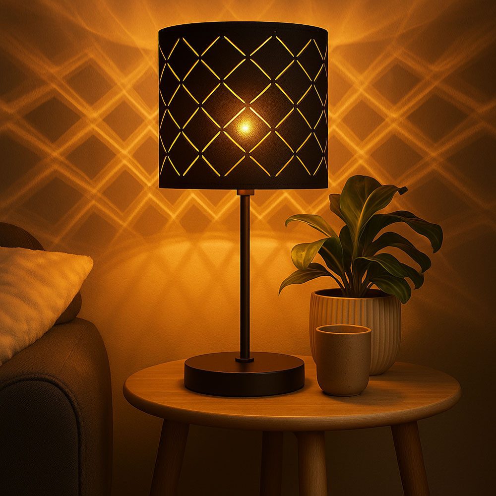 GLOBO LIGHTING Tischleuchte, Leuchtmittel nicht inklusive, Tischlampe Tischleuchte Nachttischlampe Samt schwarz Leselampe H 35 cm