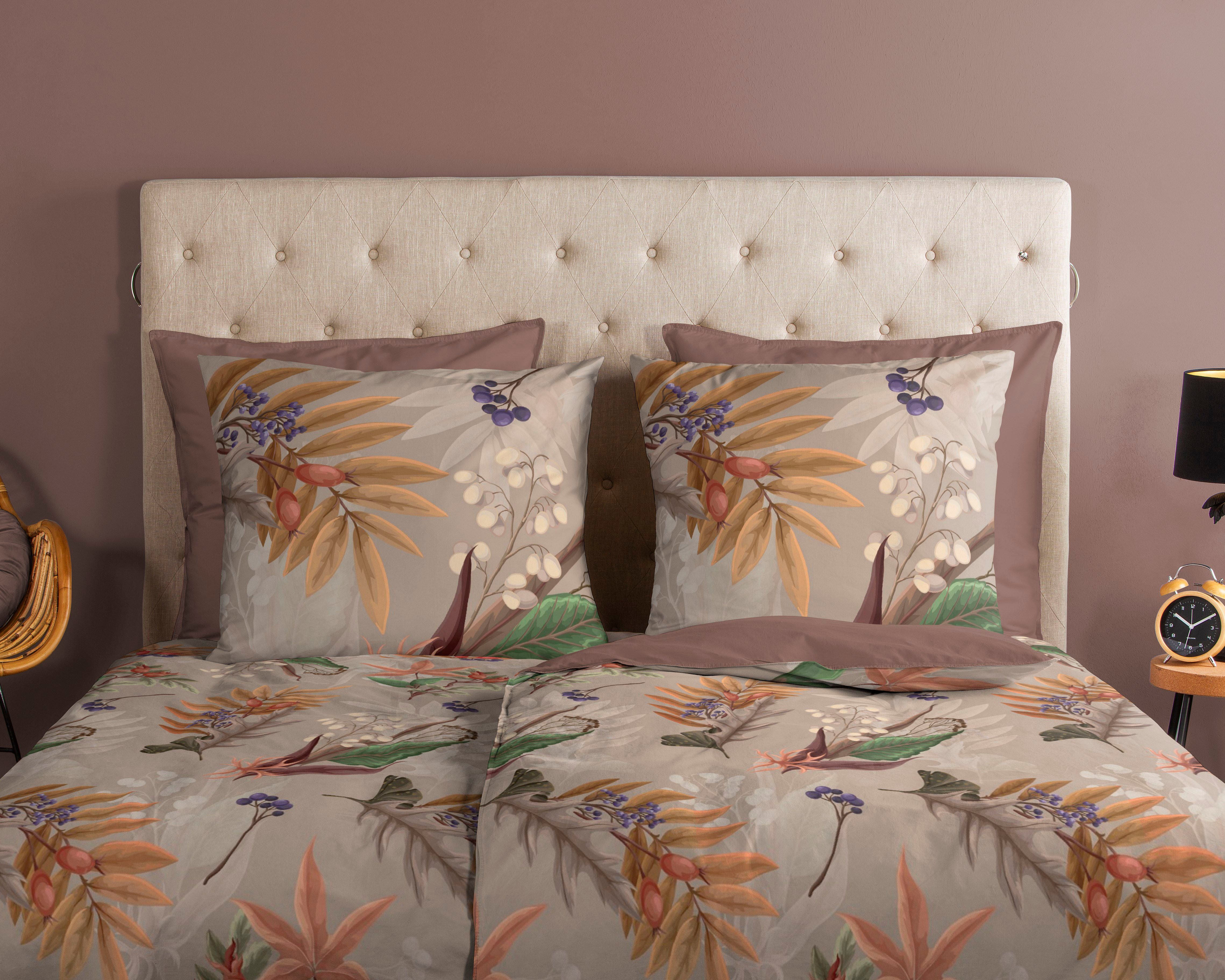 good morning Wendebettwäsche Otso, Renforcé, 2 teilig, 100% Baumwolle, 135x200, Reißverschluss, Wendeoptik, Herbst, Taupe – Bild 3 von 5