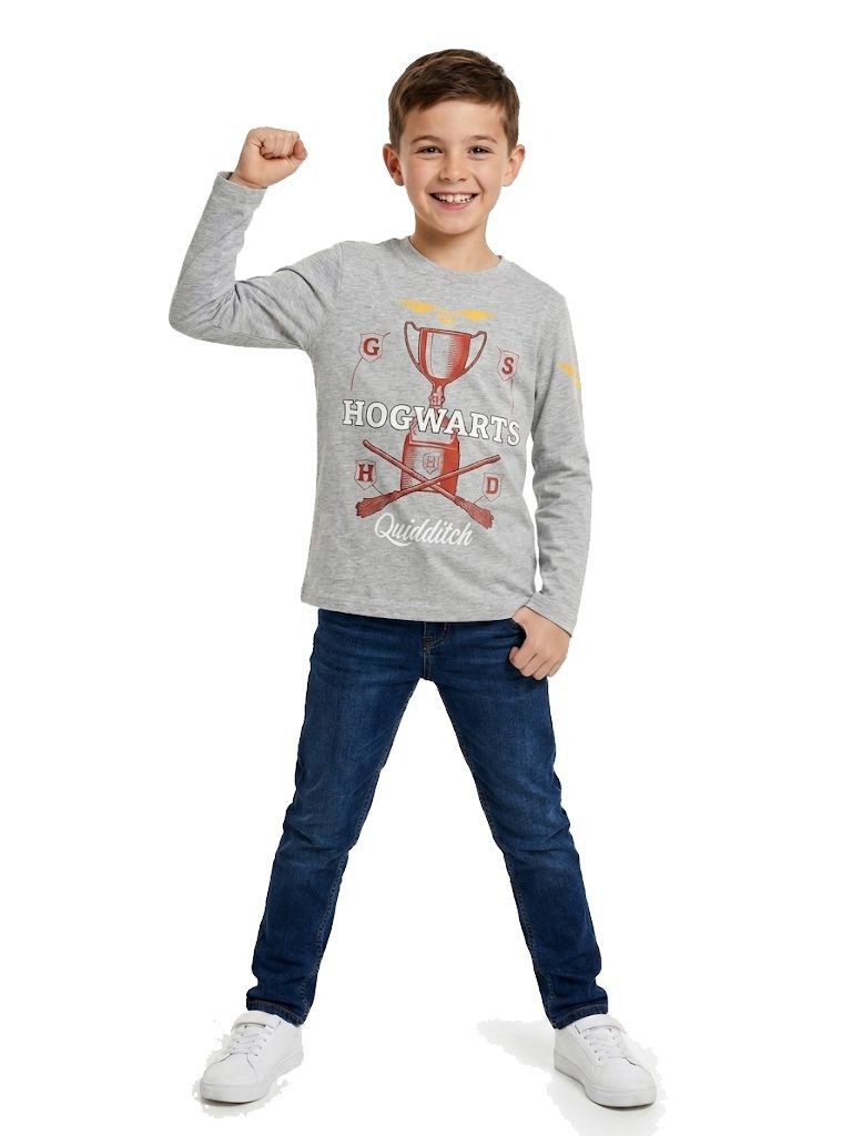 Harry Potter Longsleeve Harry Potter Kinder Langarmshirt – Offizielles Shirt Grau/Blau Harry Potter langarm Kinder T-Shirt