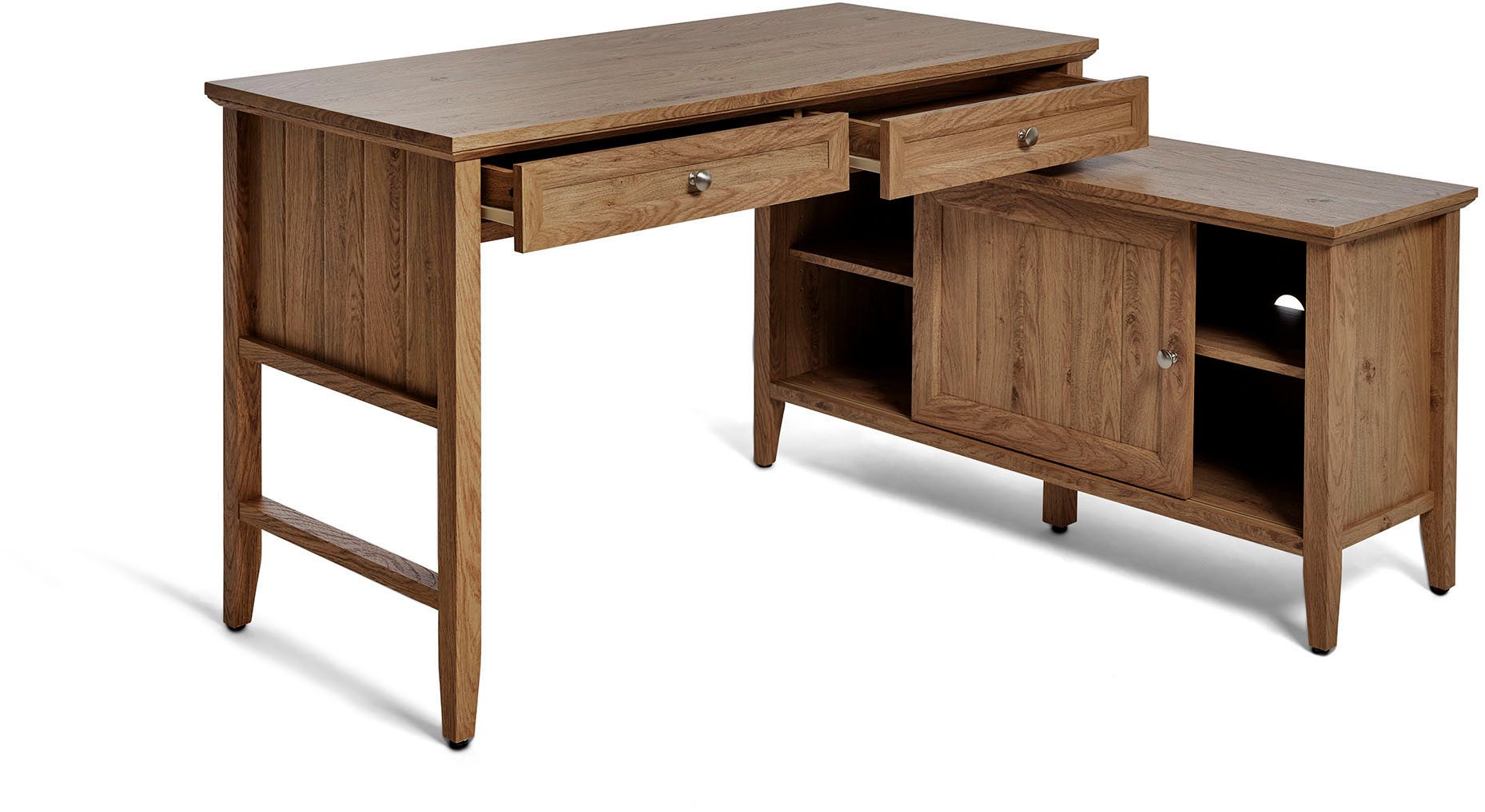 Jahnke Eckschreibtisch CLASSIC C 145 E, wechselseitig montierbar, mit Schiebetür, Schenkelmaß 144,9 x 120 cm