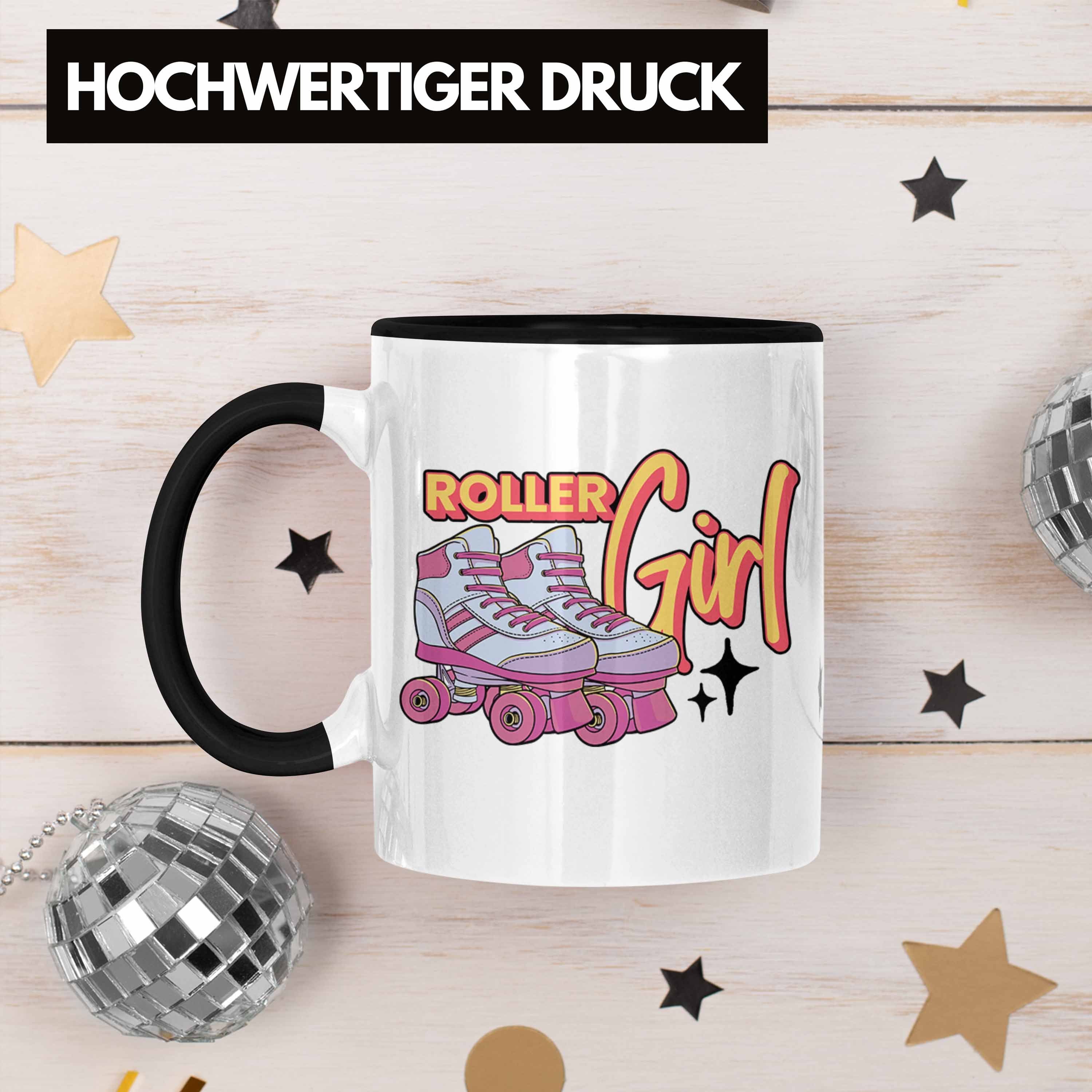 Geschenk "Roller Girl" Schwarz Roller für Lustige Trendation Tasse Nostal Rollschuh Girls Tasse