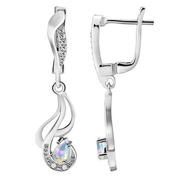 Limana Paar Ohrhänger echter äthiopischer Opal Edelstein Silber 925 hängende Ohrringe (inkl. Herz Geschenkdose und Tasche), Geschenkidee für Frauen Damen