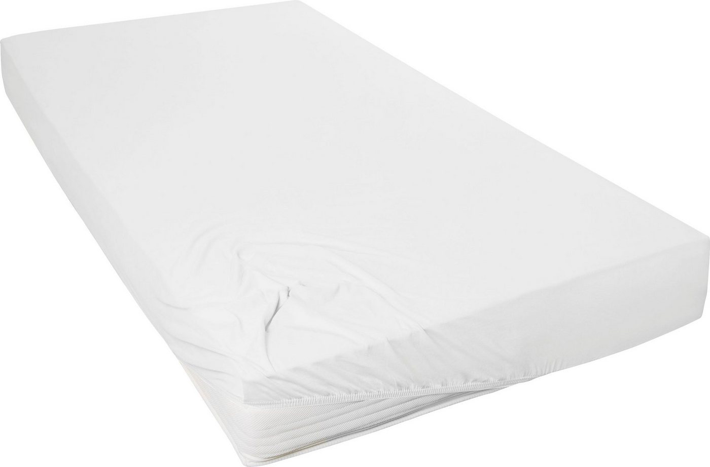 Primera Spannbettlaken Mako-Feinjersey Spannbetttuch, Mako-Jersey, Gummizug: rundum, (1 Stück), Geeignet für Standardmatratzen bis 22 cm, 100% Baumwolle