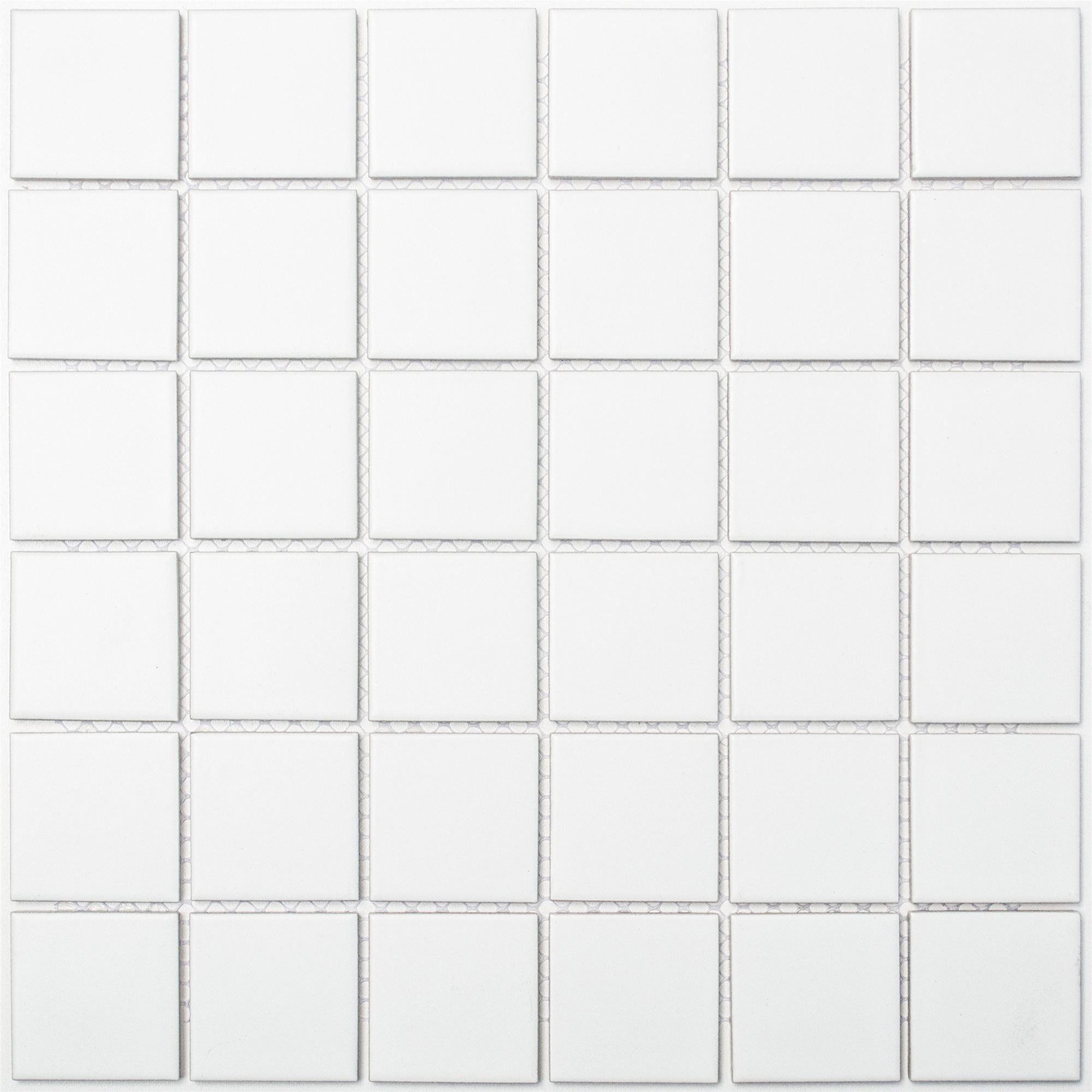 Mosafil Mosaikfliesen Keramik Mosaikfliesen Adrian Matt Q48, Keramik 29.800x29.800, weiß, Verlegefertig auf ein Netz geklebt - Frostsicher - Wasserfest