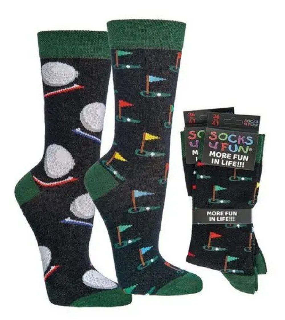 Socks 4 Fun Freizeitsocken Socks 4 Fun Motivsocken Golfer (2-er Bündel, 2-Paar, 2 Paar) lustiges Design