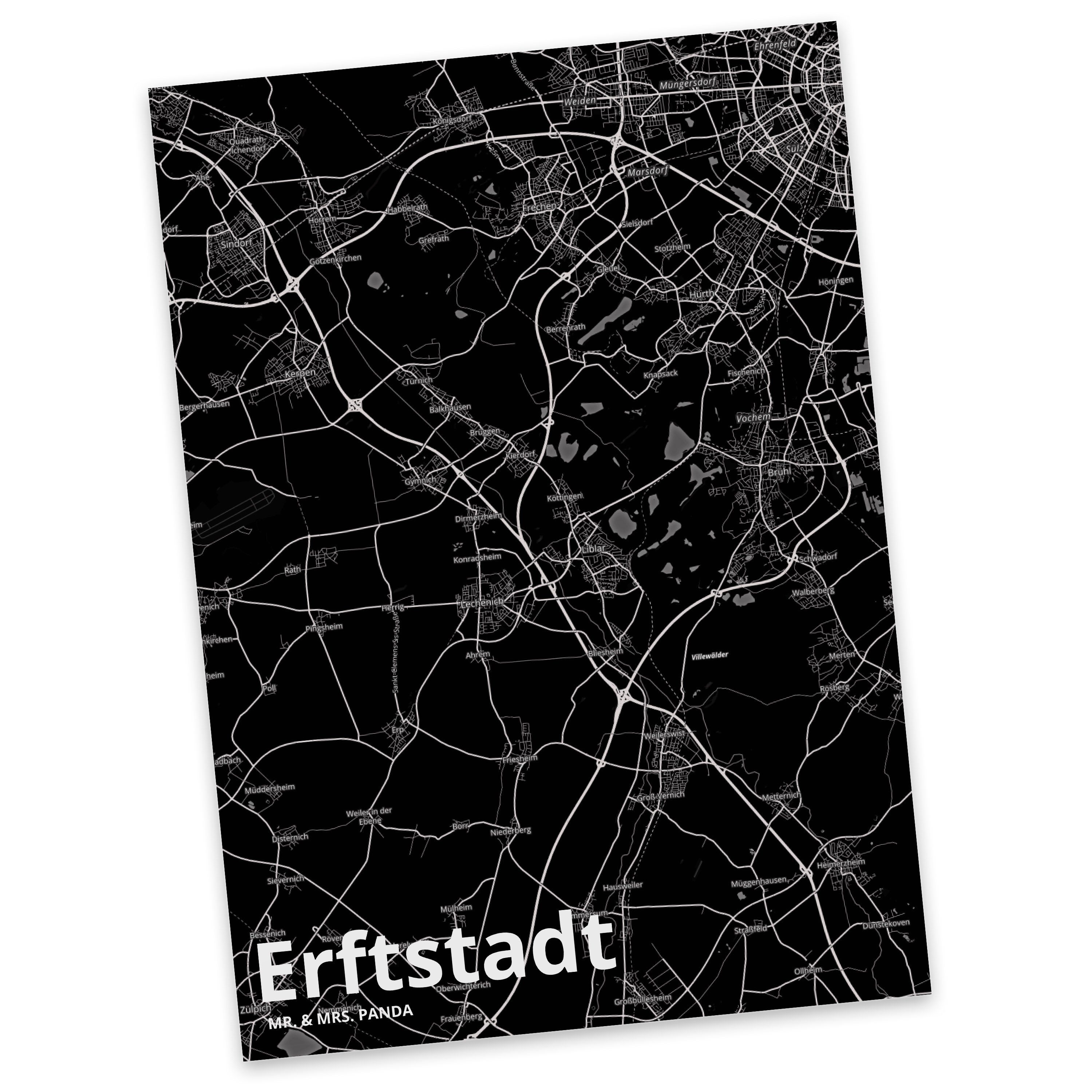 Mr. & Mrs. Panda Postkarte Erftstadt - Geschenk, Geschenkkarte, Stadt Dorf Karte Landkarte Map S