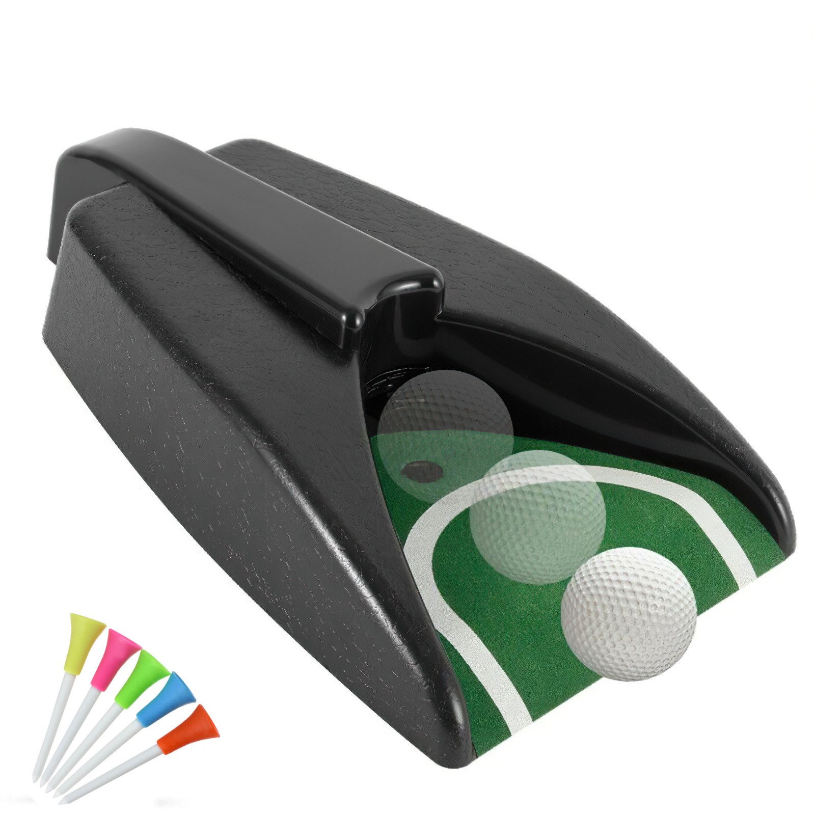 BlingBin Puttingmatte Golf Putting Einheit mit automatische Ballrückgabe, Automatischer (1 Set, 1-St., 27*16,5*6 cm), Perfekt für drinnen und Zuhause,Langlebiges und realistisches