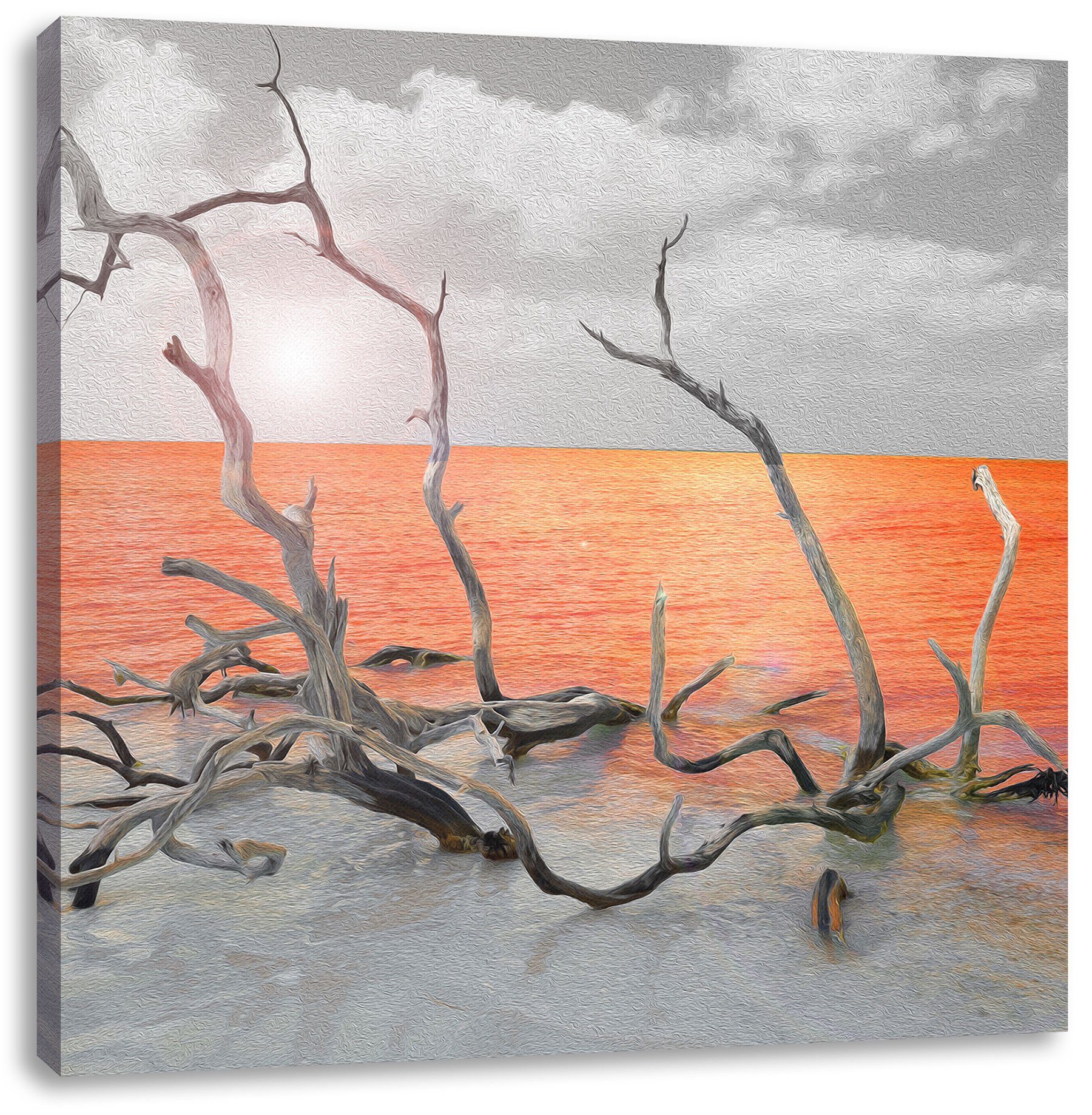Pixxprint Leinwandbild Treibgut am Meer, Treibgut am Meer (1 St), Leinwandbild fertig bespannt, inkl. Zackenaufhänger