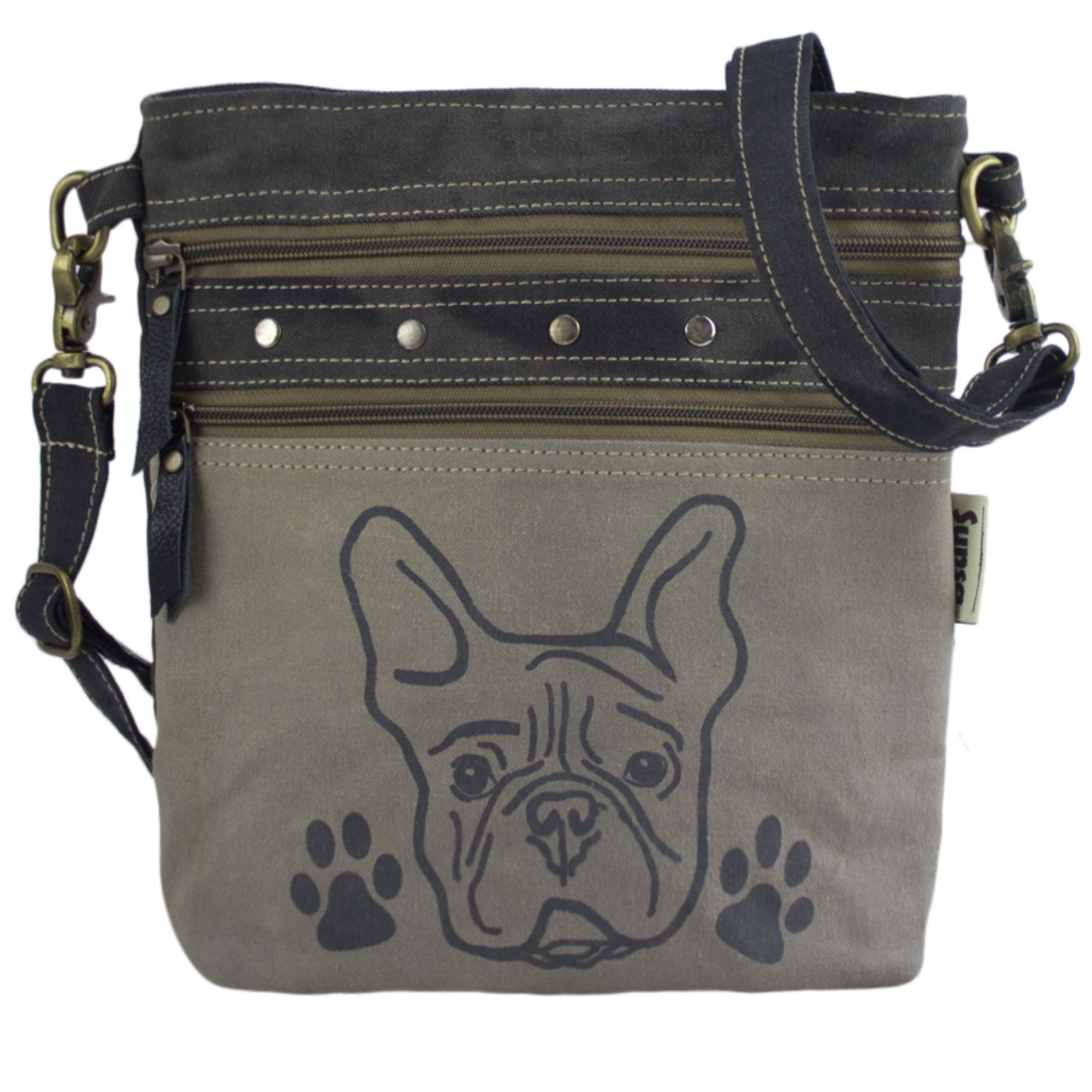 Sunsa Umhängetasche Canvas Crossbody Bag mit Hundemotiv Schultertasche Tasche Handtasche, aus recyceltem Canvas