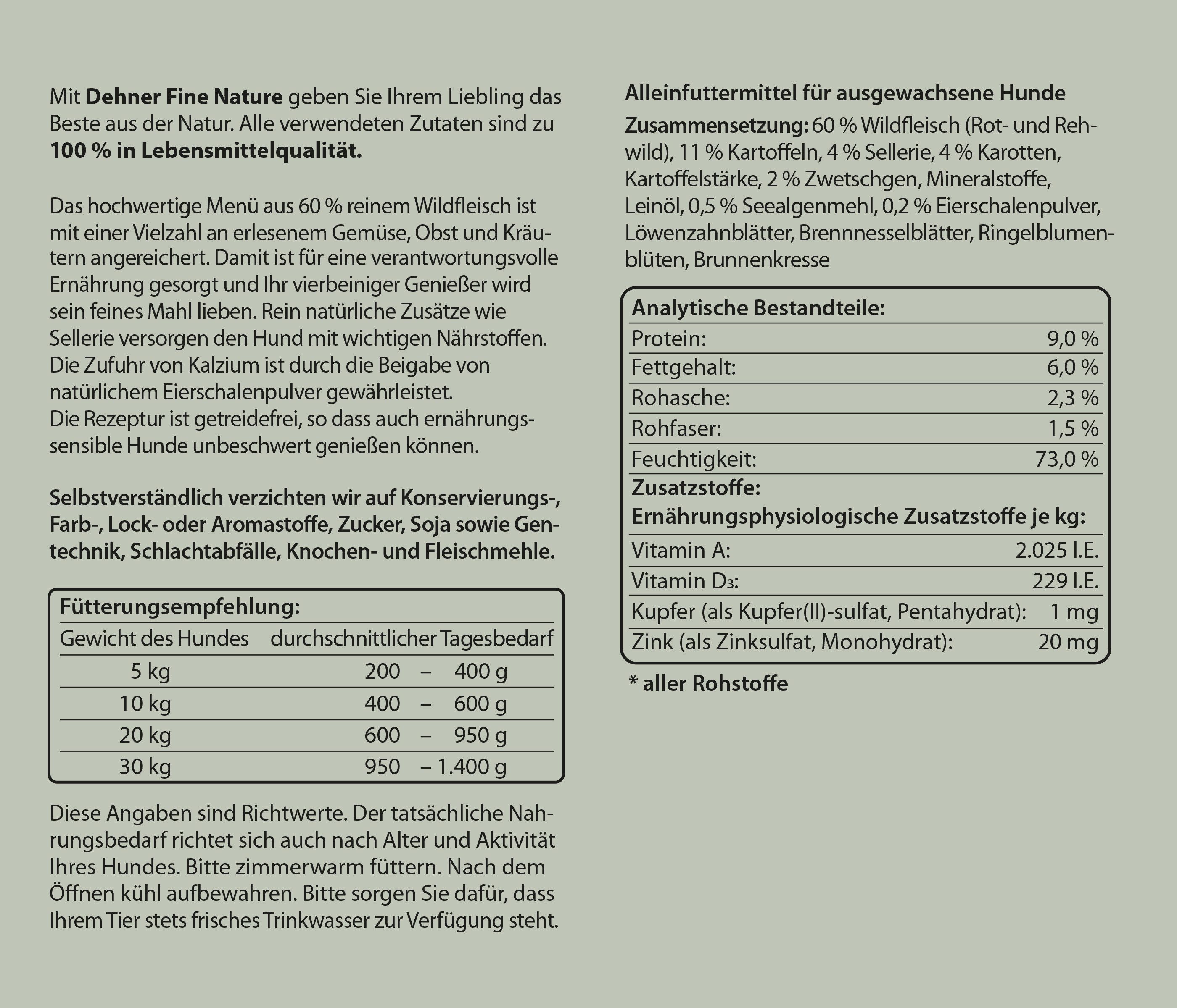Dehner Fine Nature Adult Wild, 6 x 200 g / 400 g / 800 g Dose, getreidefrei Wild, Nassfutter für: Hunde, Nassfutter für ausgewachsene Hunde, Lebensmittelqualität