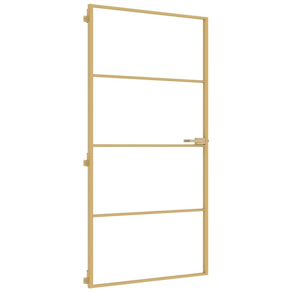 vidaXL Haustür Innentür Schlank Golden 102,5x201,5 cm Hartglas und Aluminium (1-St)
