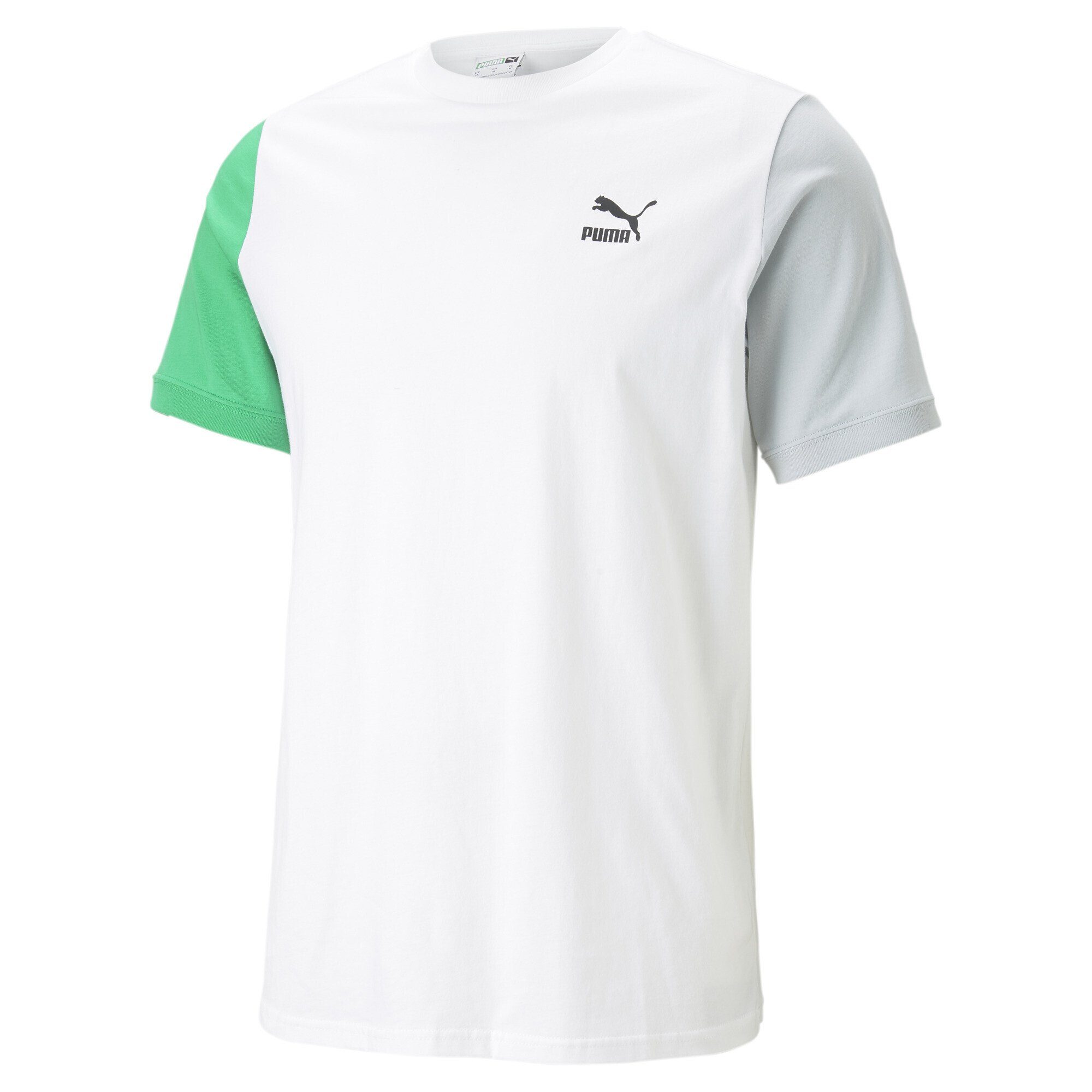PUMA T-Shirt Classics Block T-Shirt Herren White Platinum Gray | Sport-T-Shirts