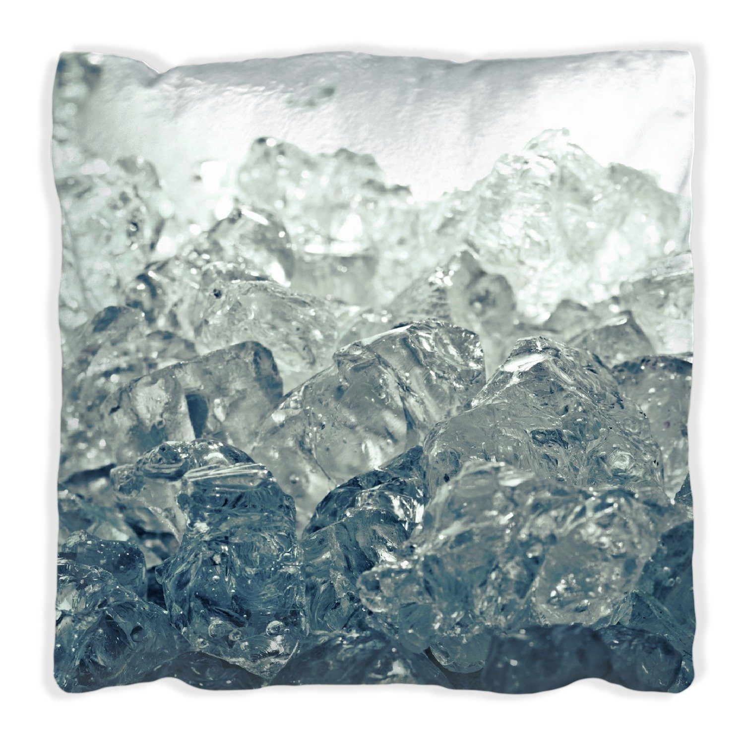 in blau-grau, Leuchtendes Wallario Dekokissen Eis handgenäht