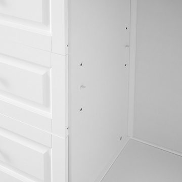 SoBuy Küchenwagen FKW106, Kücheninsel Küchenschrank Sideboard auf Rollen Weiß-Natur