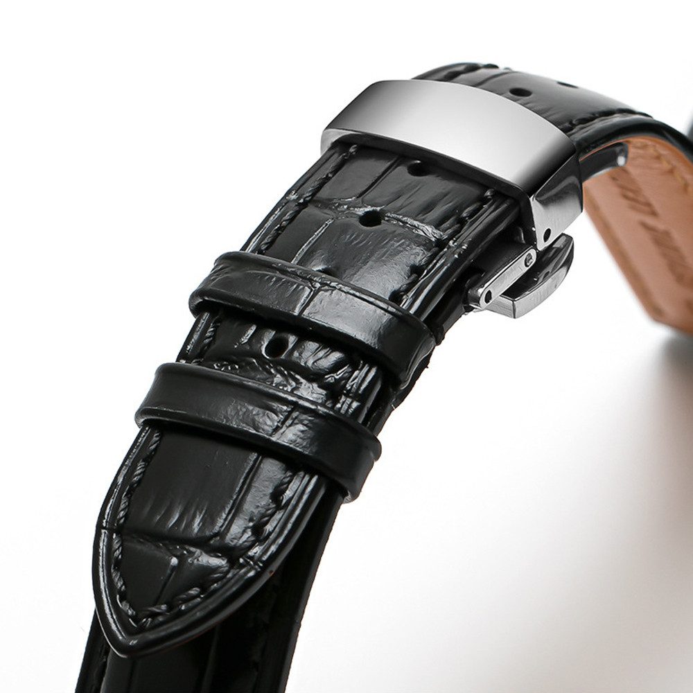 Jibenhome Wechselarmband Leder Uhrenarmband mit Geschenkbox,Edelstahl-Schnalle, 18mm/20 mm/22 mm Breiten