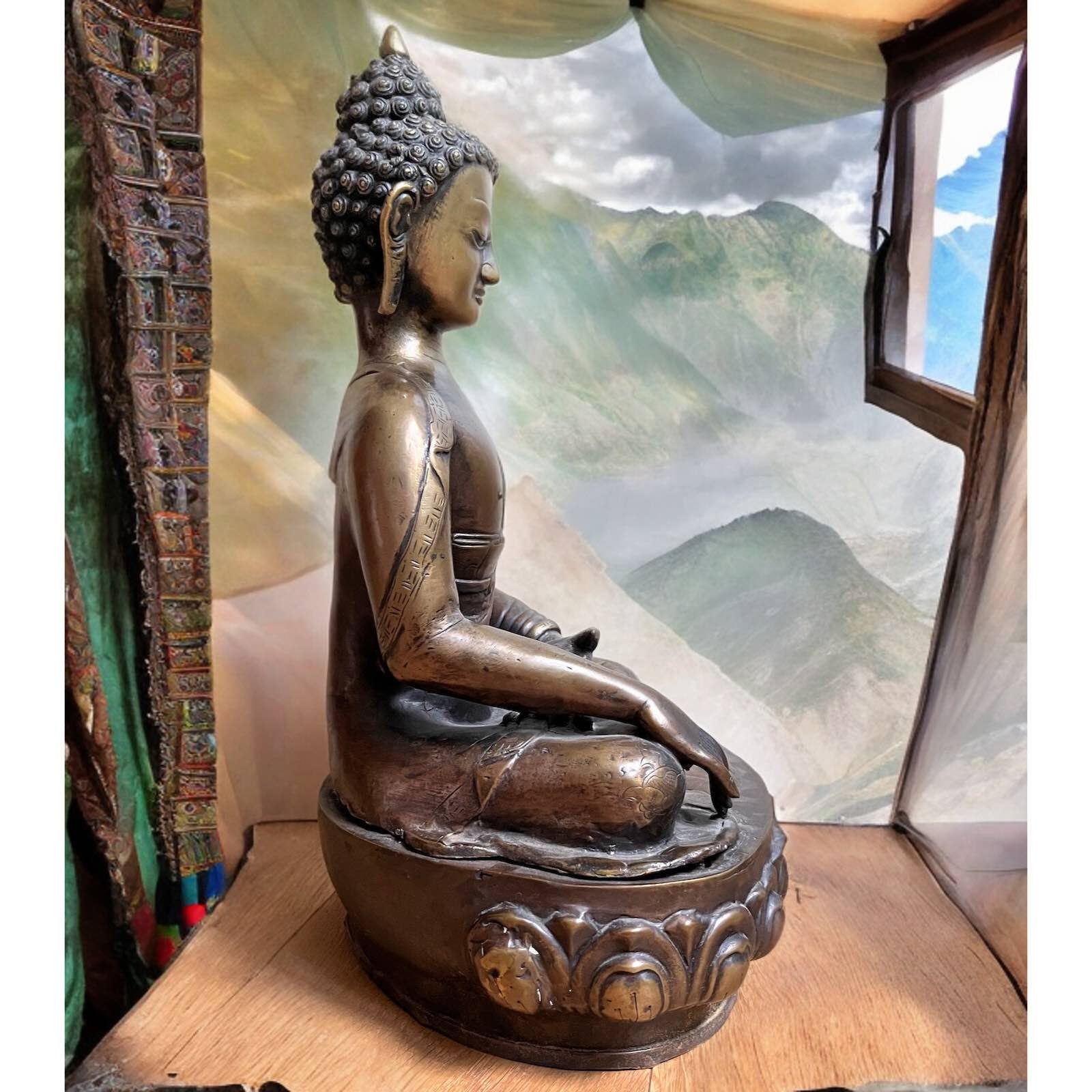 Asien alt - Tibet Buddhafigur - LifeStyle groß Figur 42cm Bronze Buddha