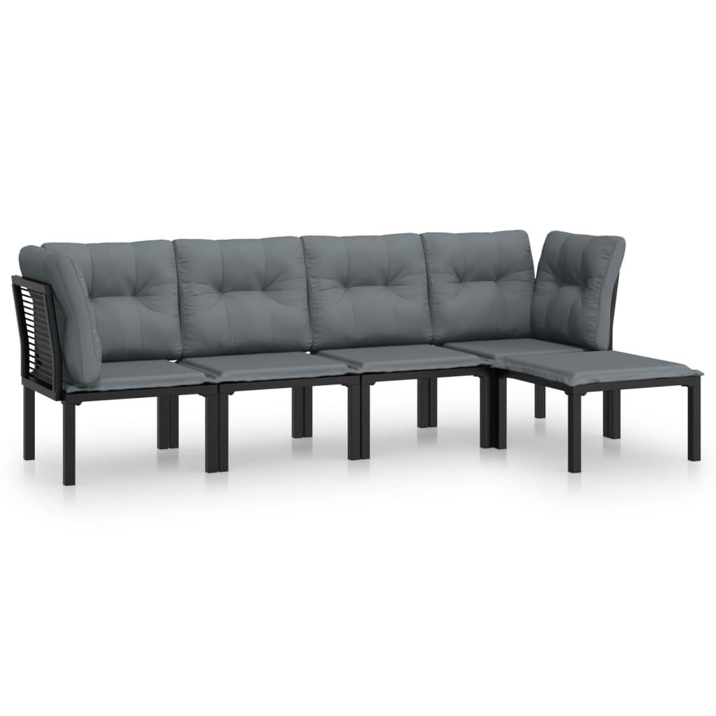 vidaXL Gartenlounge-Set 5-tlg. Garten-Lounge-Set Schwarz und günstig online kaufen