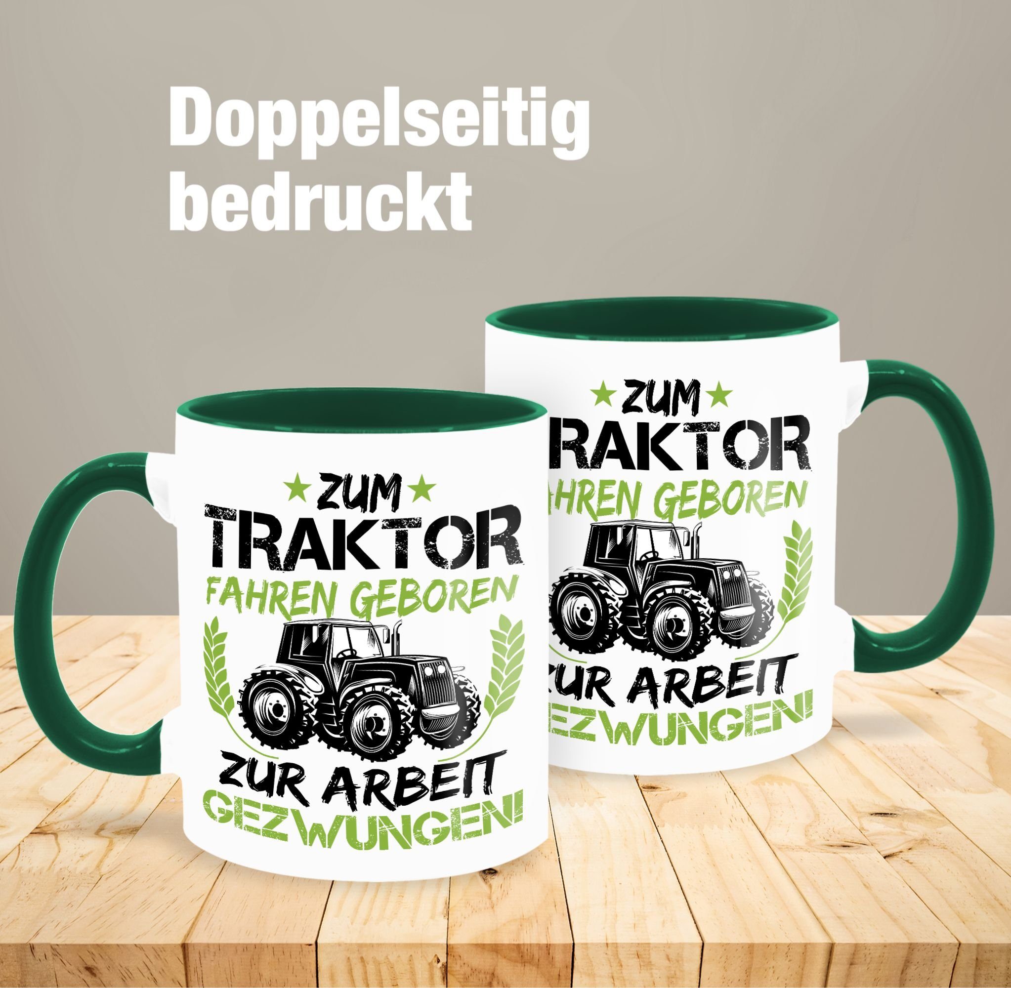 Petrolgrün - Shirtracer Tasse geboren Traktor Keramik, 1 grün/schwarz, Traktor fahren Zum
