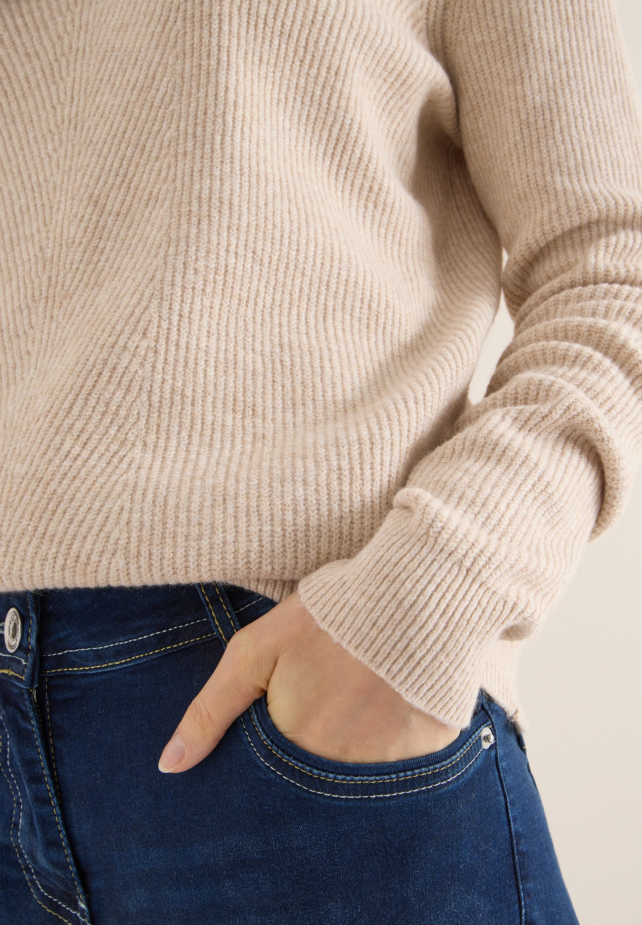 CECIL Kapuzenpullover Strick mit Strukturdetail