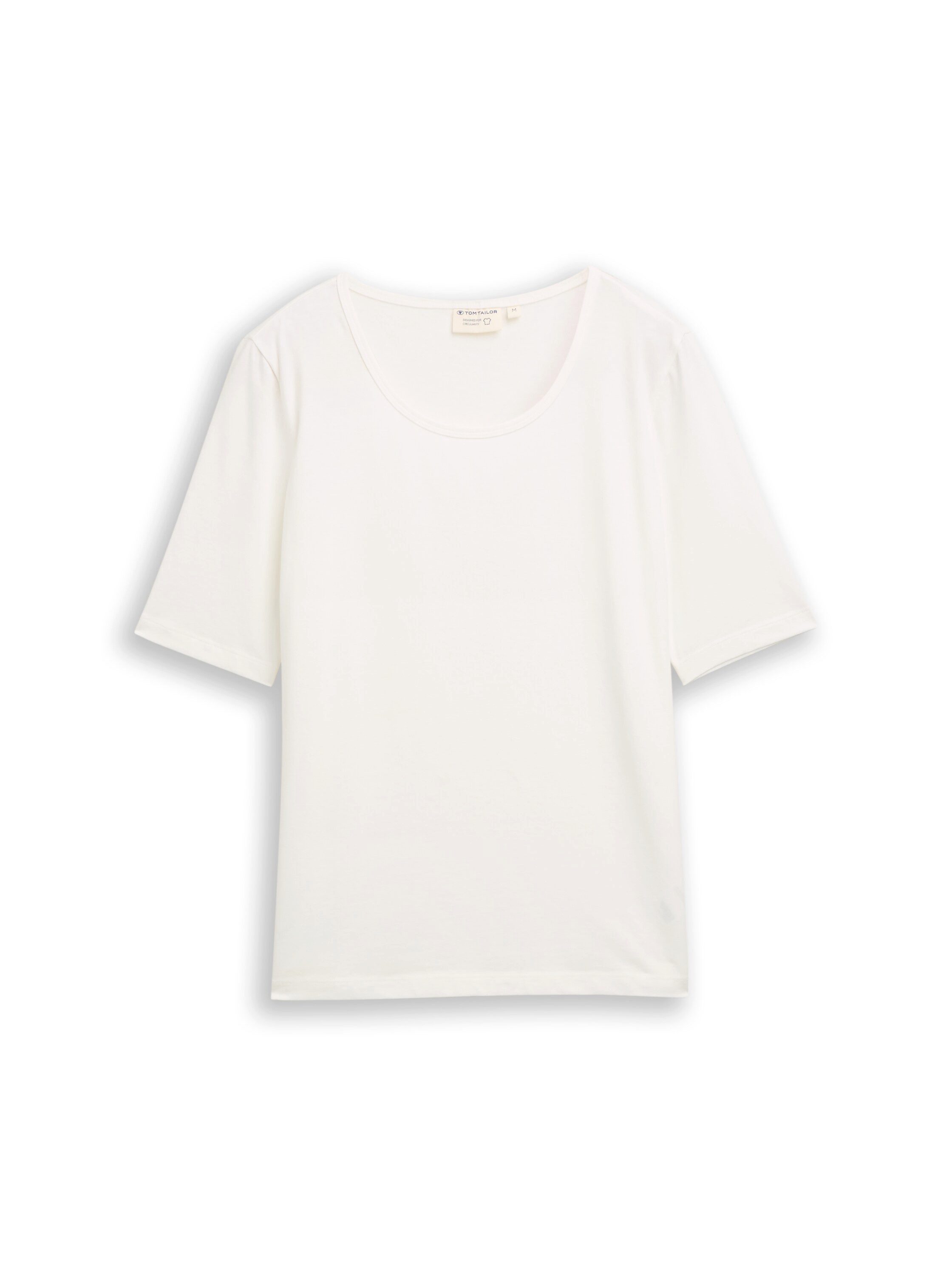 TOM TAILOR T-Shirt Sommershirt mit tiefem Rundhalsausschnitt, unifarben – Bild 5 von 5