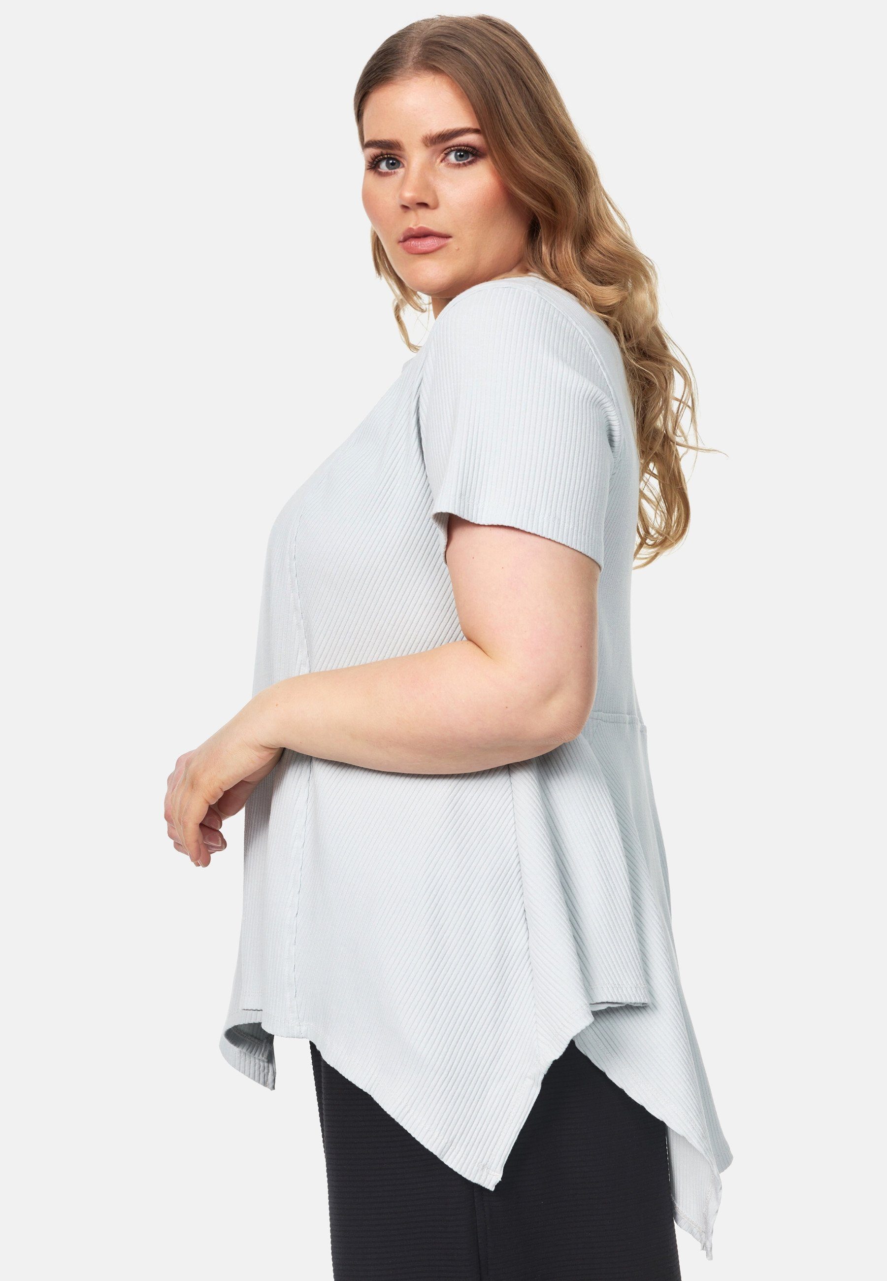 mit Tunikashirt 'Adele' Tunika Kekoo Shirt A-Linie asymmetrischem Grau Saum