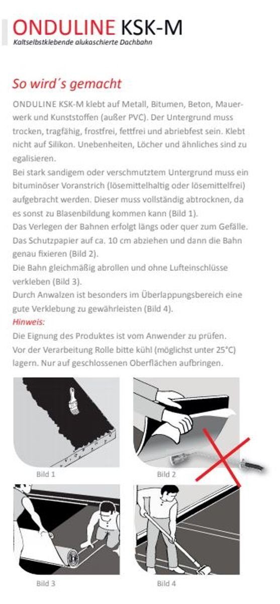 Onduline Dachbahn Dachbahn KSK-M 5m mit Aluminium-Oberschicht, Farbe: terracotta, (1-St), Dachfolie mit hoher Klebekraft