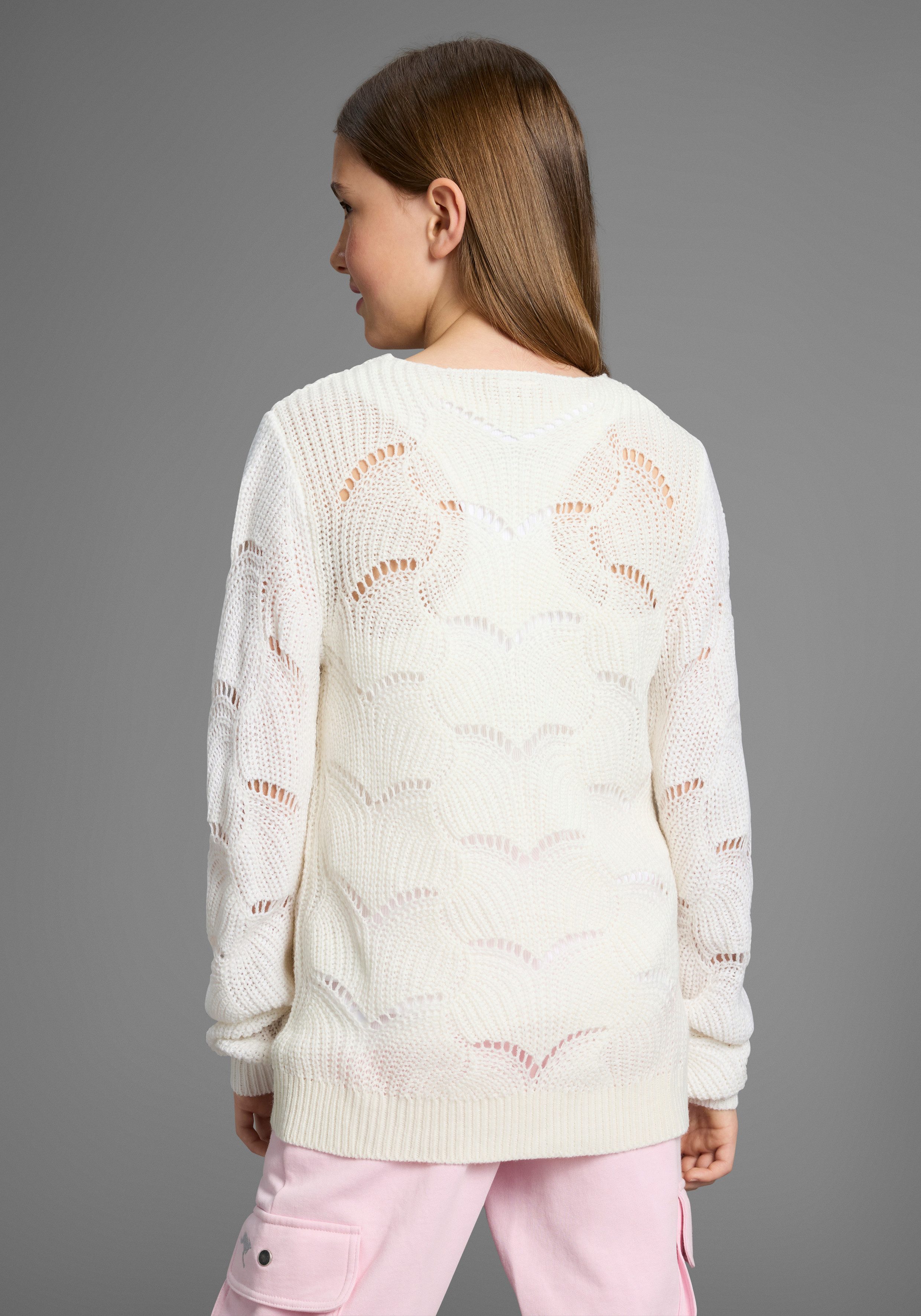 KangaROOS Strickpullover Ajour-Pullover für Mädchen, kuschelig weich Feiner Ajour-Strickpullover