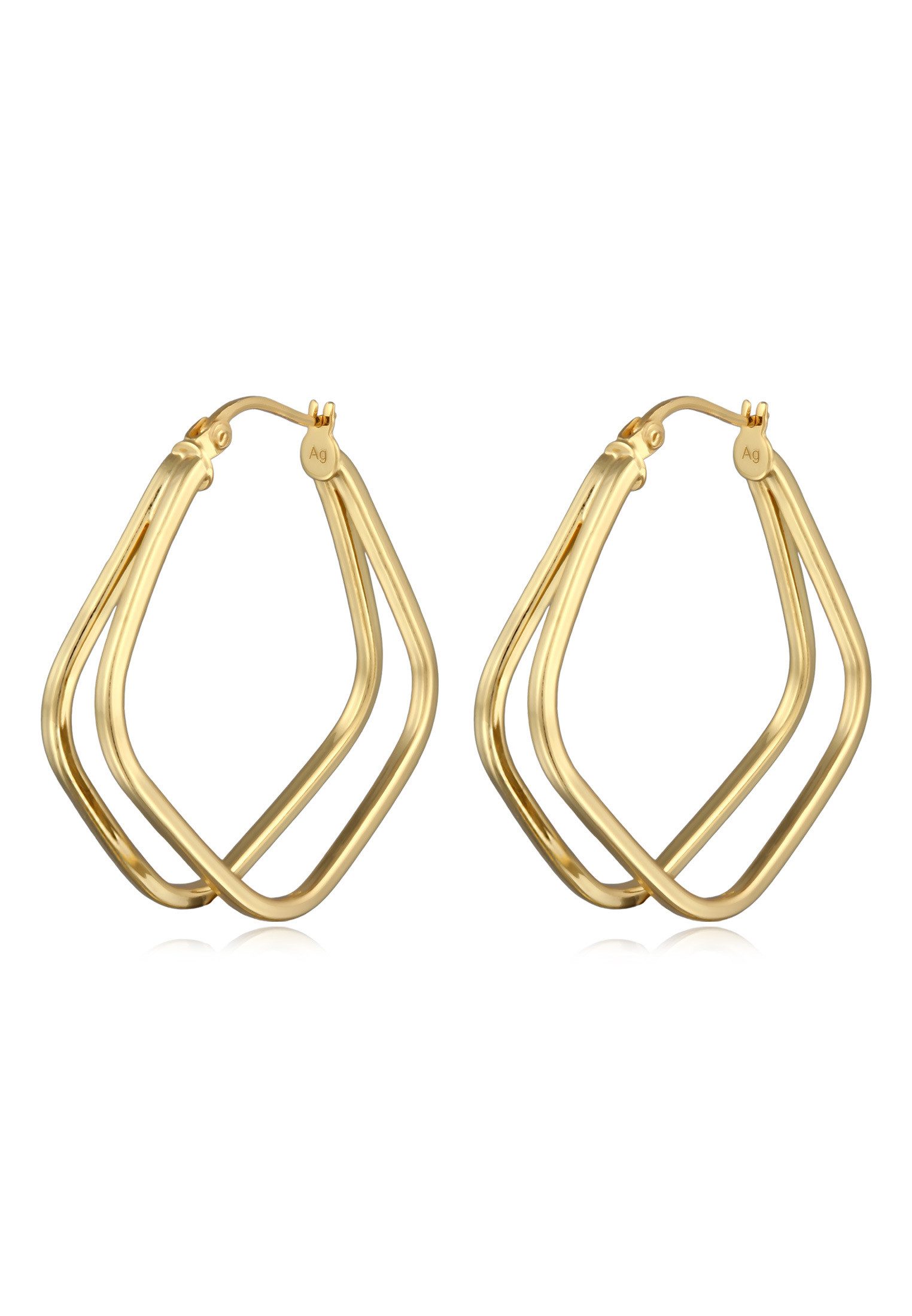 Elli Paar Creolen Creolen Damen Zweireihig Rechteck 925 Silber günstig online kaufen