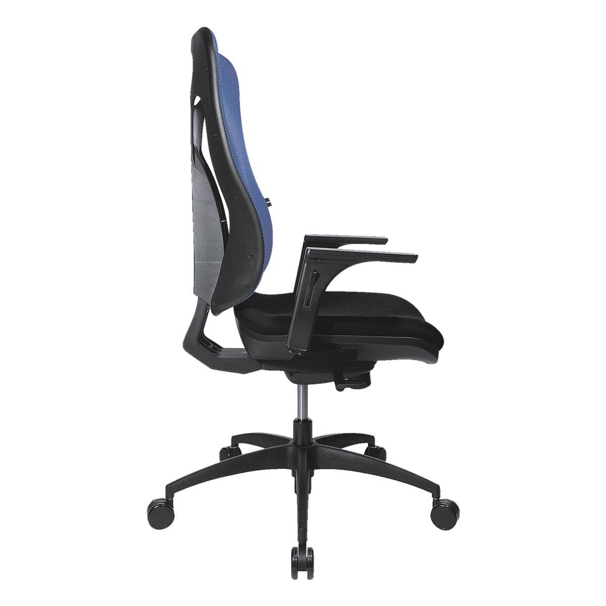 TOPSTAR Schreibtischstuhl Net Pro 100, schwarz blau und | Netzrückenlehne Bandscheibensitz mit Armlehnen) (ohne