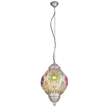 etc-shop Pendelleuchte, Leuchtmittel nicht inklusive, Esszimmerlampe Hängelampe Wohnzimmerlampe Kristalle bunt H 120 cm