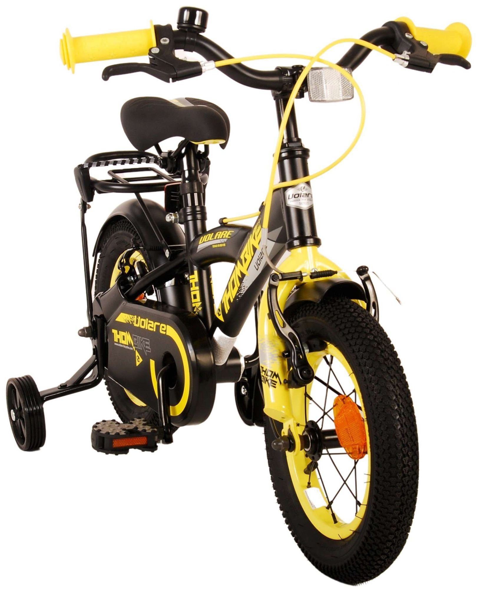 TPFSports Kinderfahrrad Volare Thombike Zoll 12 mit (Jungs 1 Stützrädern Zoll Rutschfeste Klingeln und Gang, - - Fahrrad mit Handbremse, Kinder Fahrrad 12 Sicherheitsgriffe), Schwarz 2x