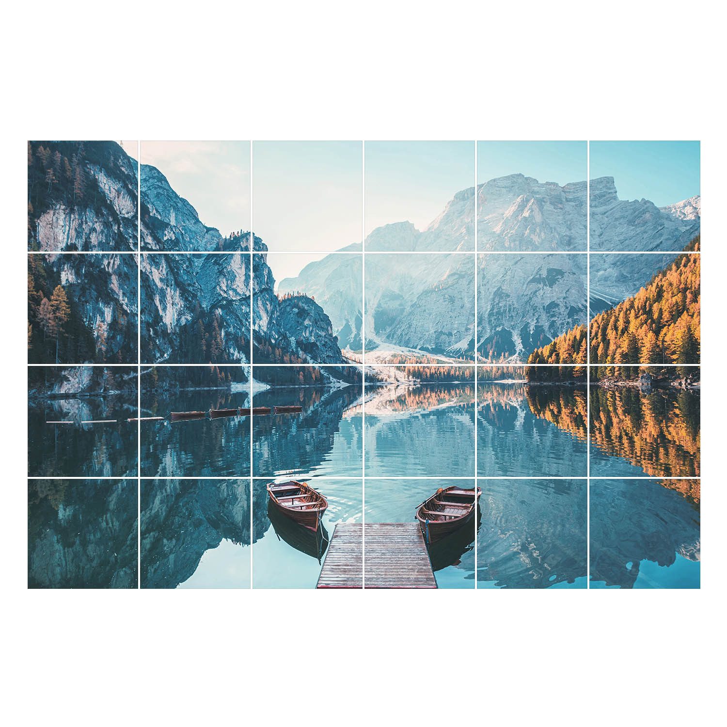 Tulup Fliesenaufkleber Fliesensticker Ein ruhiger See mit Bergen Klebefolie Fliesen
