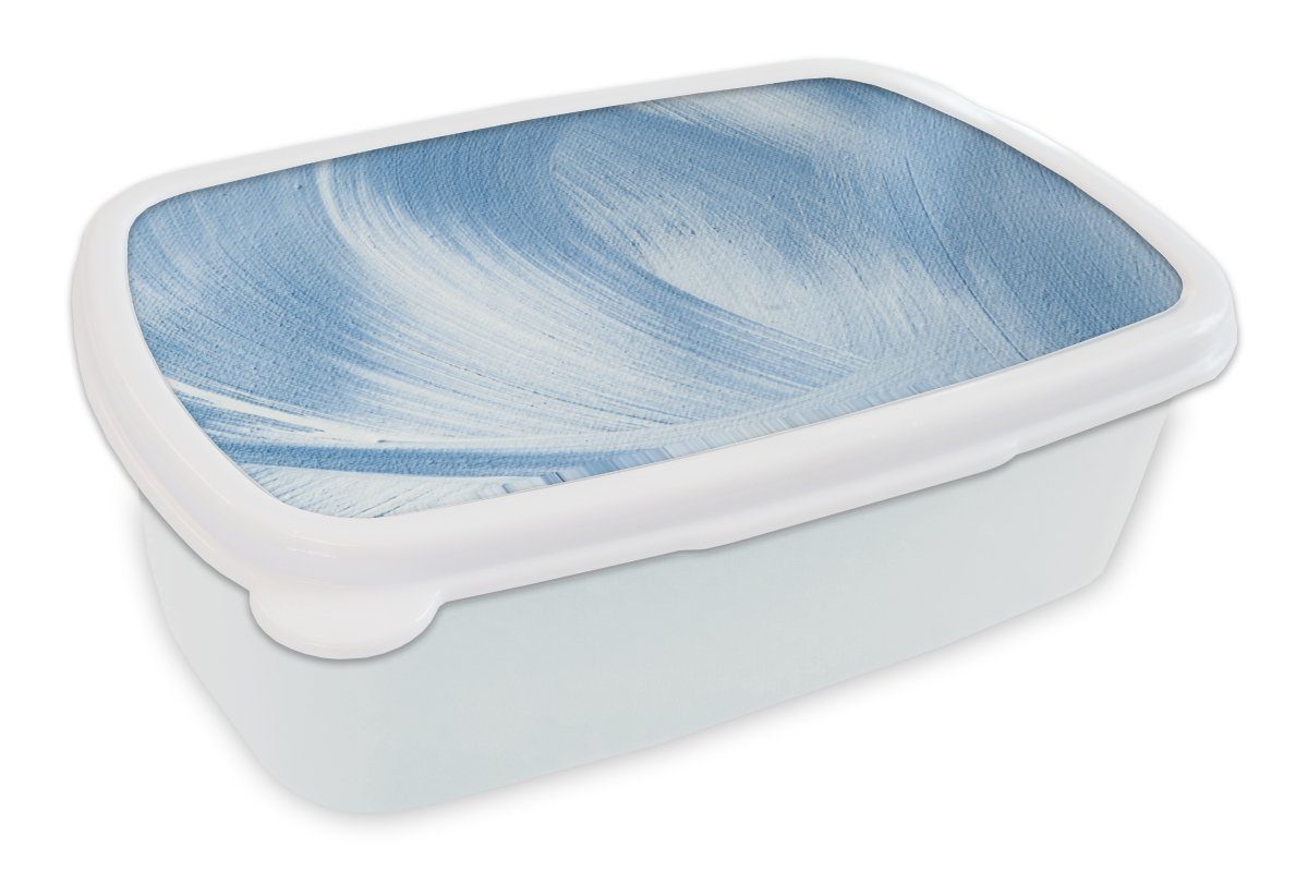 MuchoWow Lunchbox Blau - Acrylfarbe - Gestaltung, Kunststoff, (2-tlg), Brotbox für Kinder und Erwachsene, Brotdose, für Jungs und Mädchen weiß