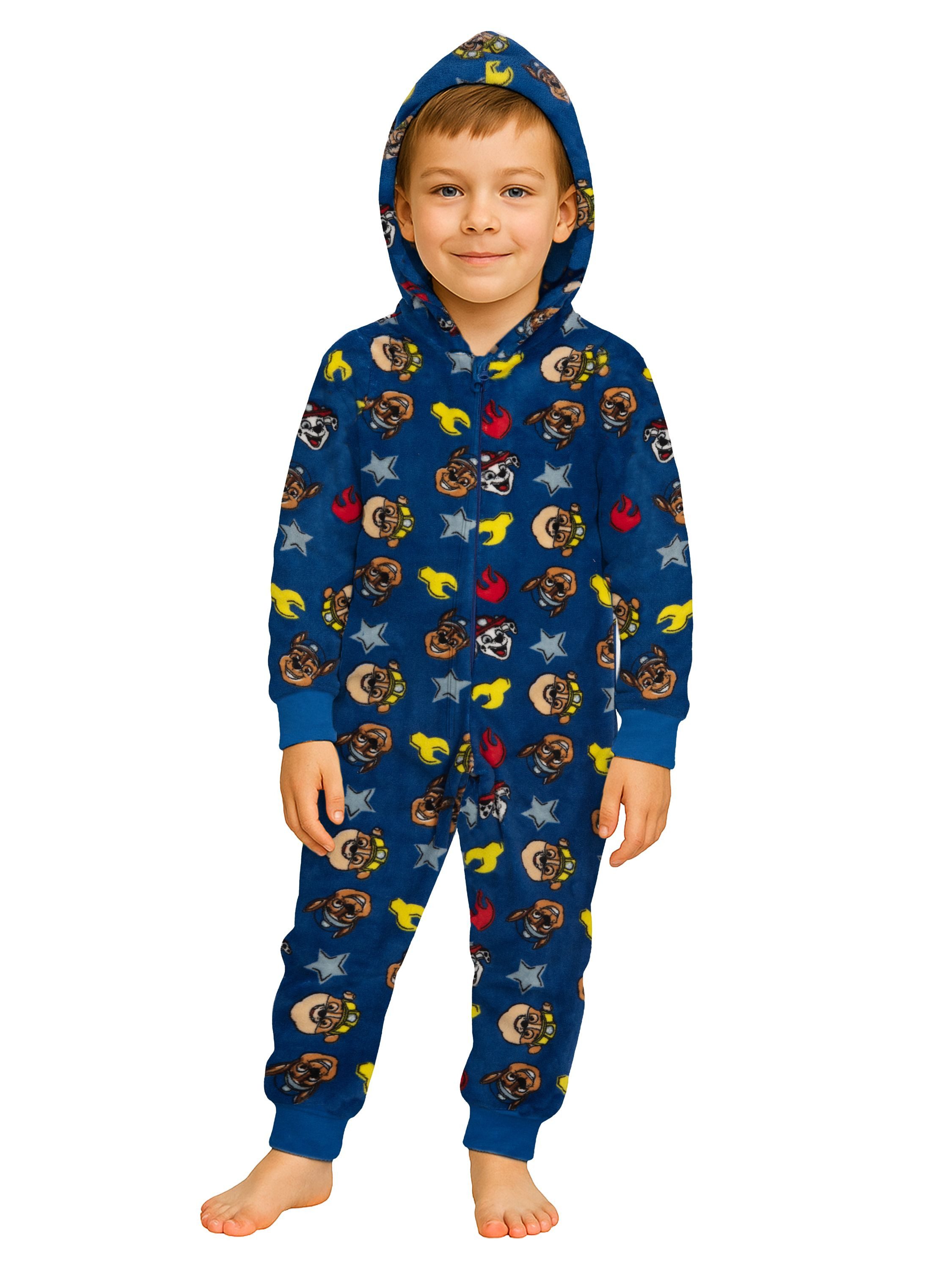 United Labels® Jumpsuit Paw Patrol - Wappen und Puppies all over - mit Kapuze, Reißverschluss