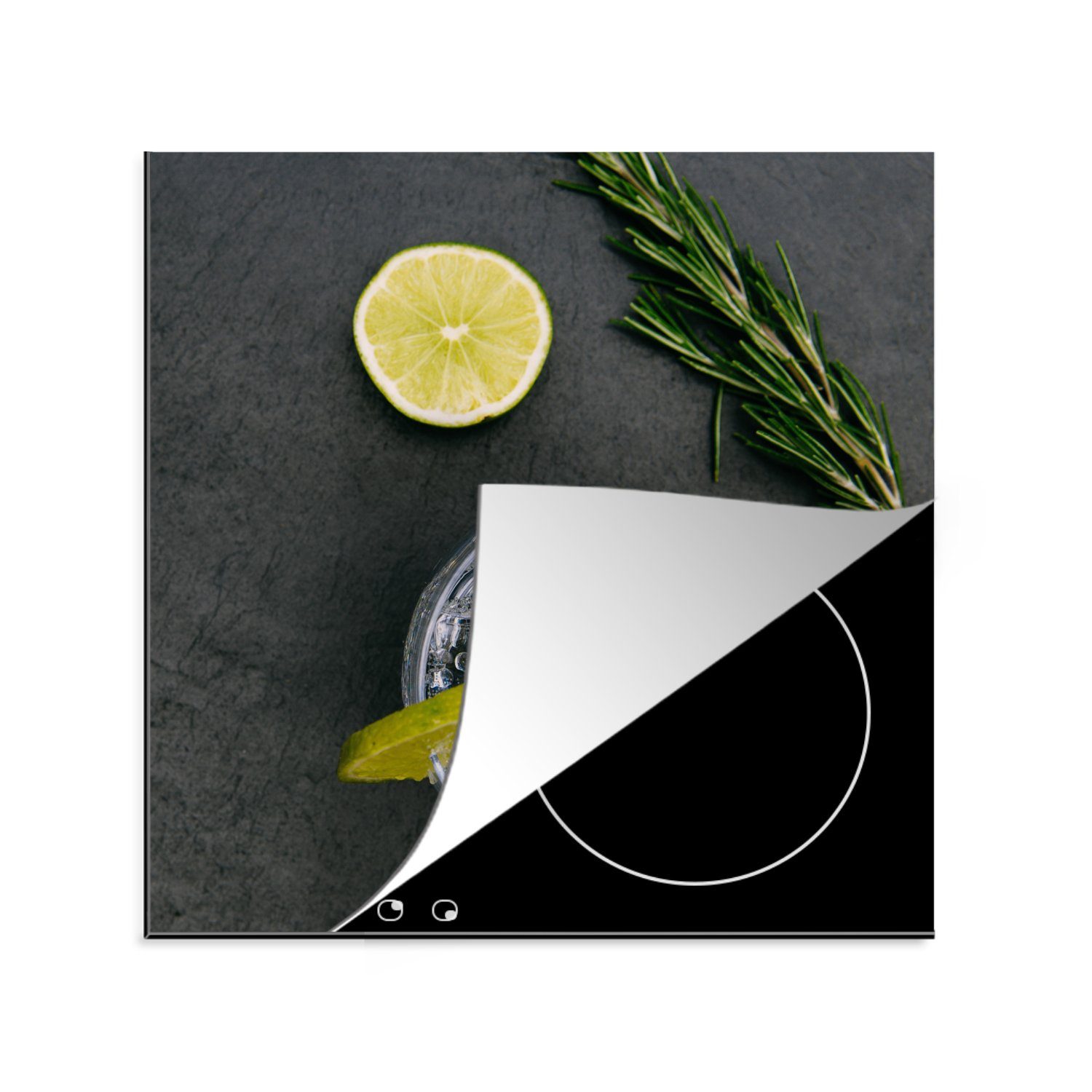 MuchoWow Herdblende-/Abdeckplatte Induktionsschutz - Alkohol - Mojito - Cocktail, Vinyl, (1 tlg), 78x78 cm, Ceranfeldabdeckung, Arbeitsplatte für küche