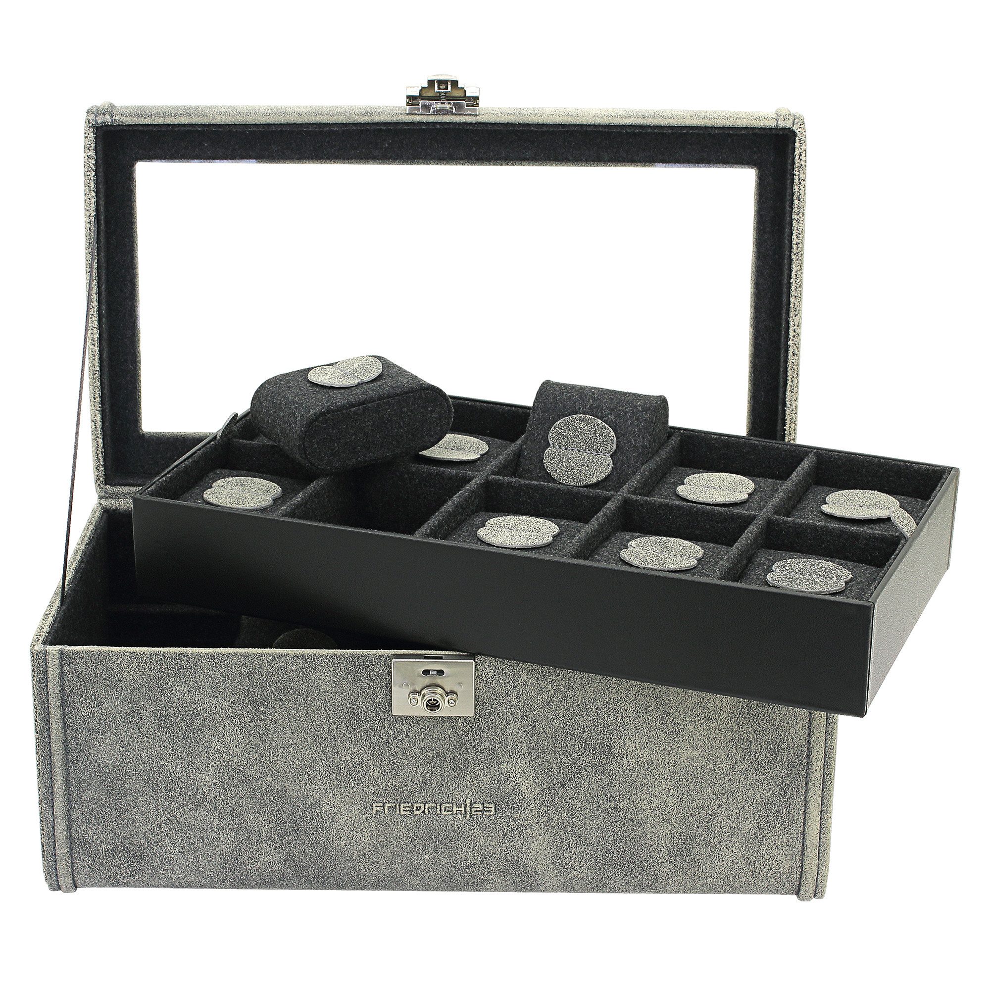 Friedrich23 Uhrenbox Cubano für 20 Uhren aus Leder im Vintage-Look