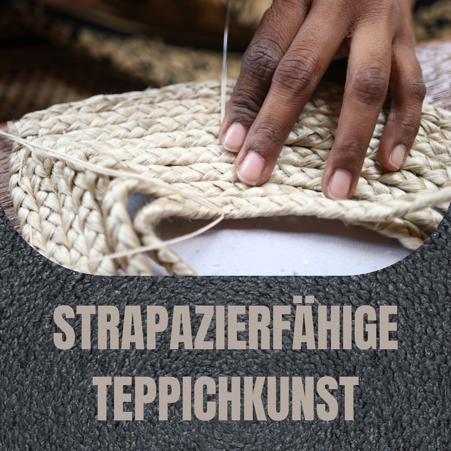 Marrakesch Orient & Mediterran Interior Teppich Teppich Abrila aus Jute gefertigt im modernen Design, in Schwarz 80 cm, Höhe: 10 mm, Handarbeit – Bild 5 von 5
