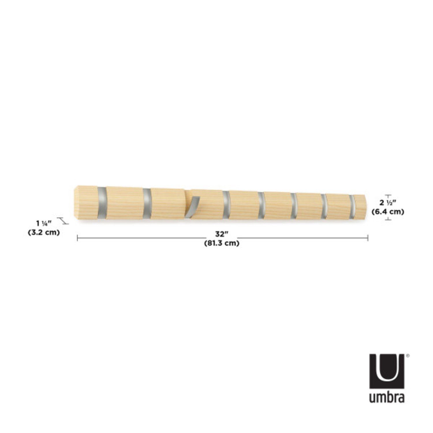 Umbra Garderobenpaneel Umbra Wandgarderobe Flip 8 Haken natur 318858-390