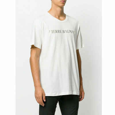 Balmain T-Shirt PIERRE BALMAIN MENS ICONIC LOGOSHIRT CULT OFF-WHITE LOGO SHIRT T-SHIRT