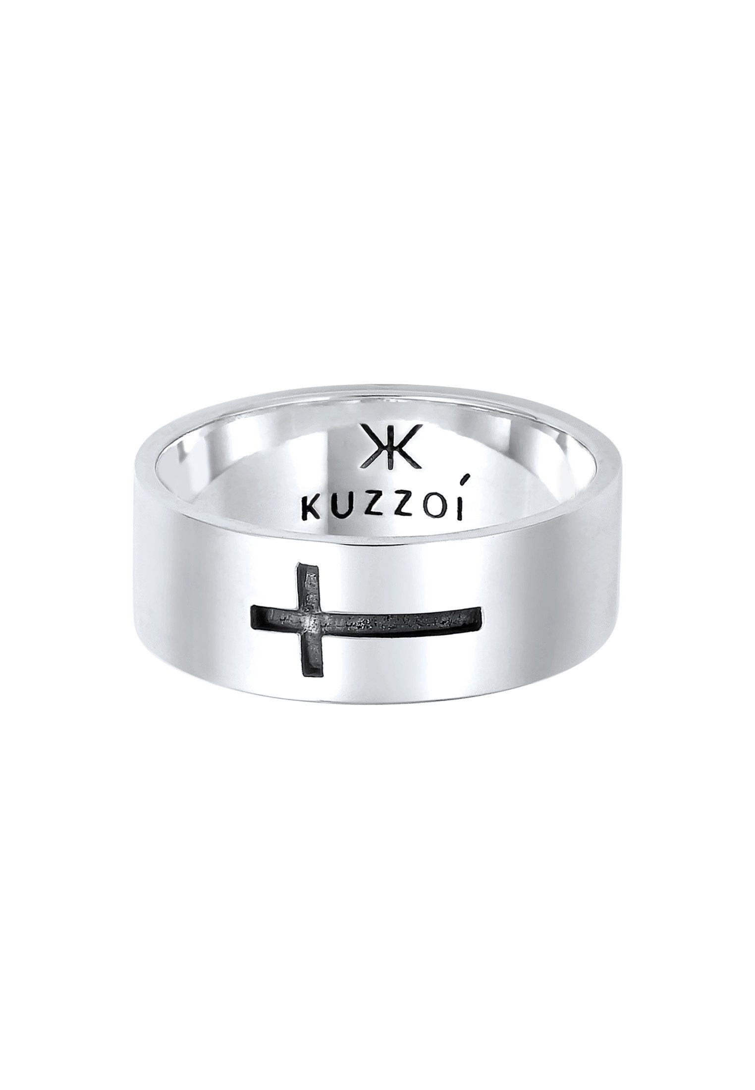 Kuzzoi Silberring Herren Bandring Kreuz Glanz 925 Silber, Kreuz günstig online kaufen