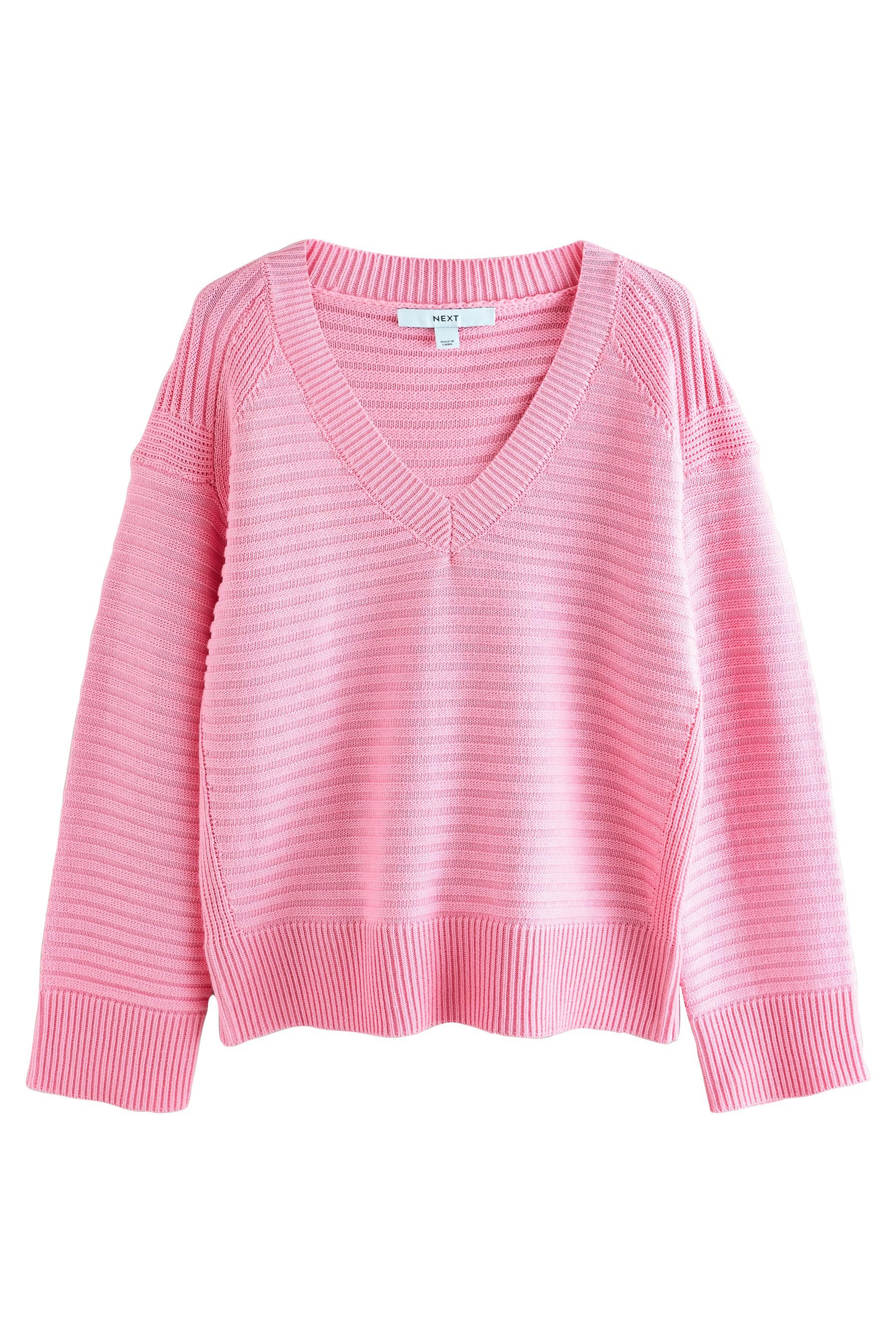 Next V-Ausschnitt-Pullover Gerippter Strickpullover mit V-Ausschnitt (1-tlg günstig online kaufen