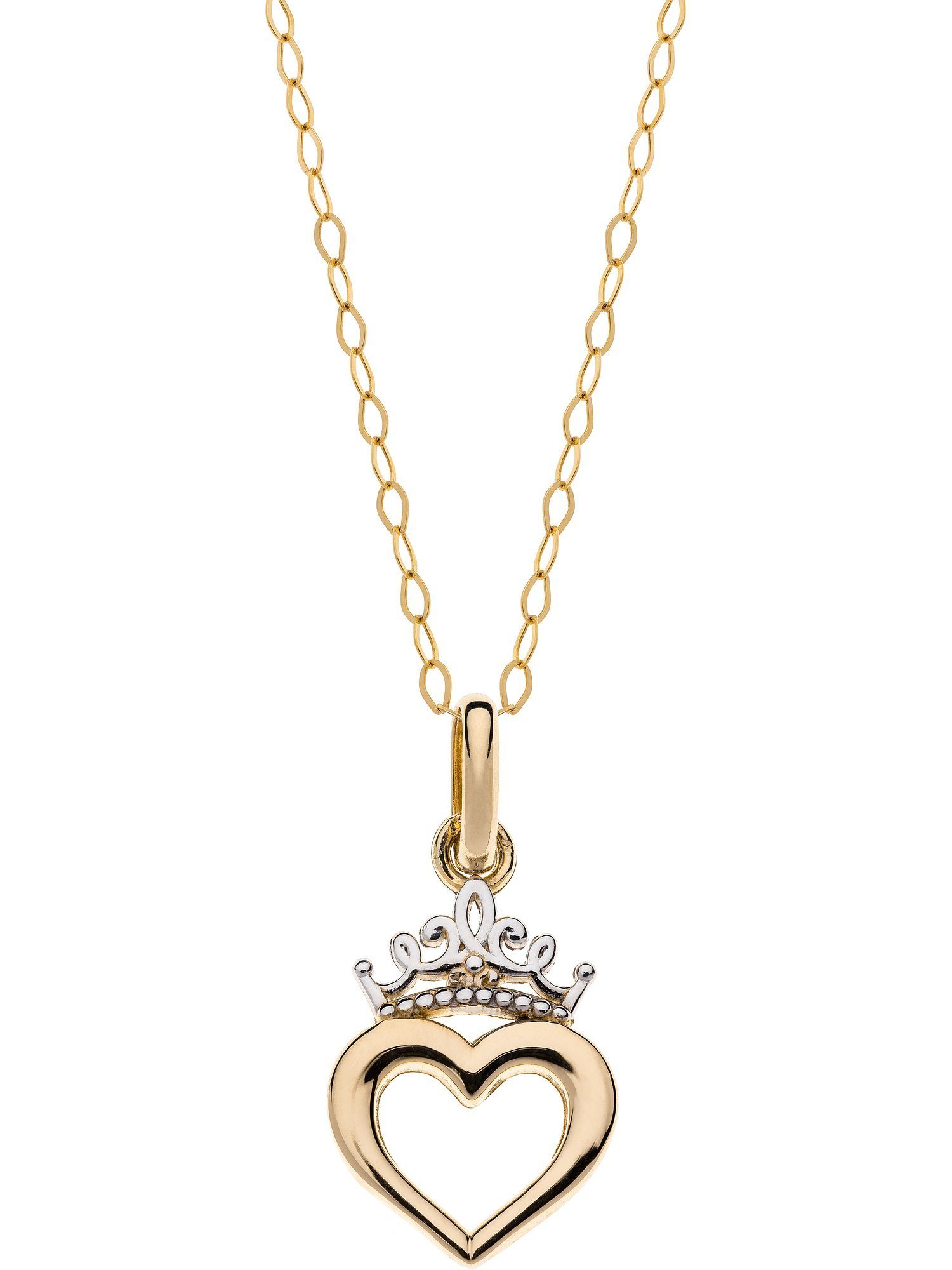 DISNEY Jewelry Collier Disney Mädchen-Kinderkette 375er Gelbgold Herz