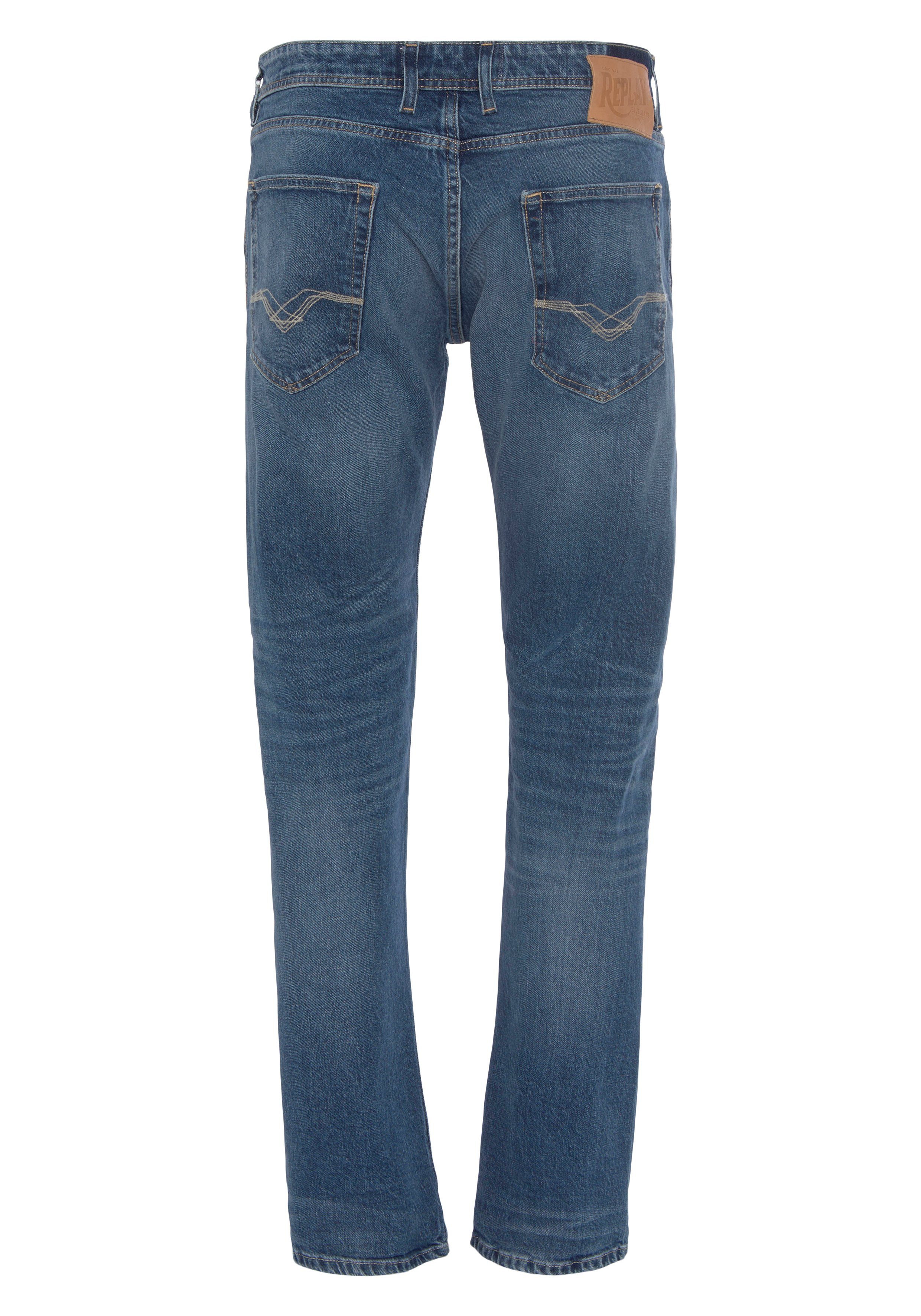 GROVER Used-Waschung Replay in dezenter Straight-Jeans