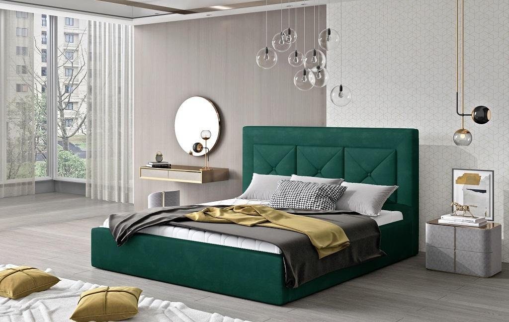 JVmoebel Bett Klassisches Bett Modern Stil Doppel Holz Hotel Betten 220x220 Grün